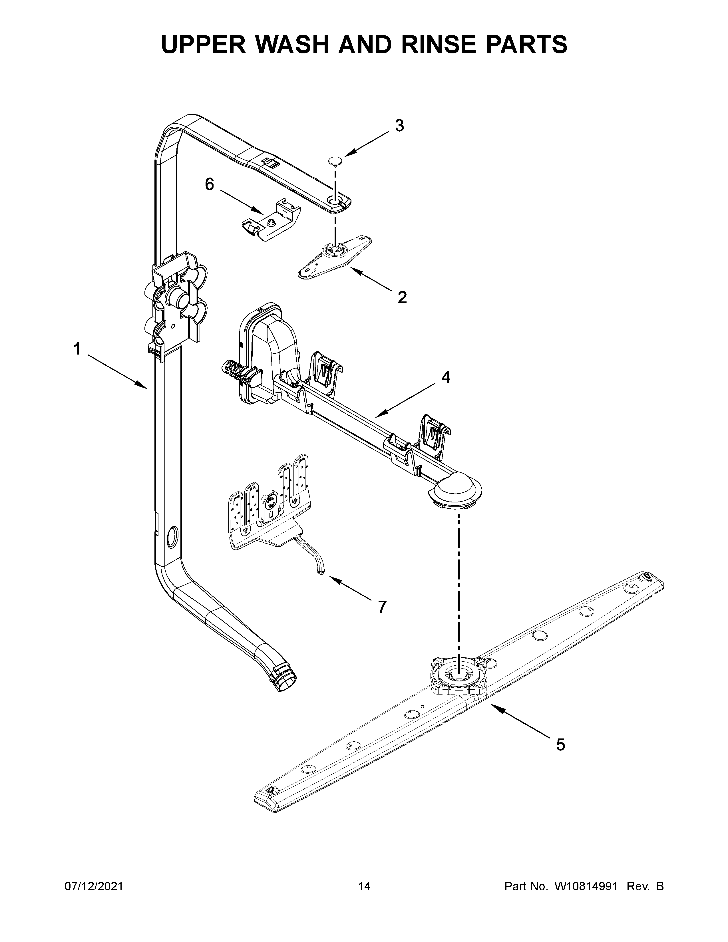 KitchenAid KDTM354DSS4 upper wash and rinse parts diagram