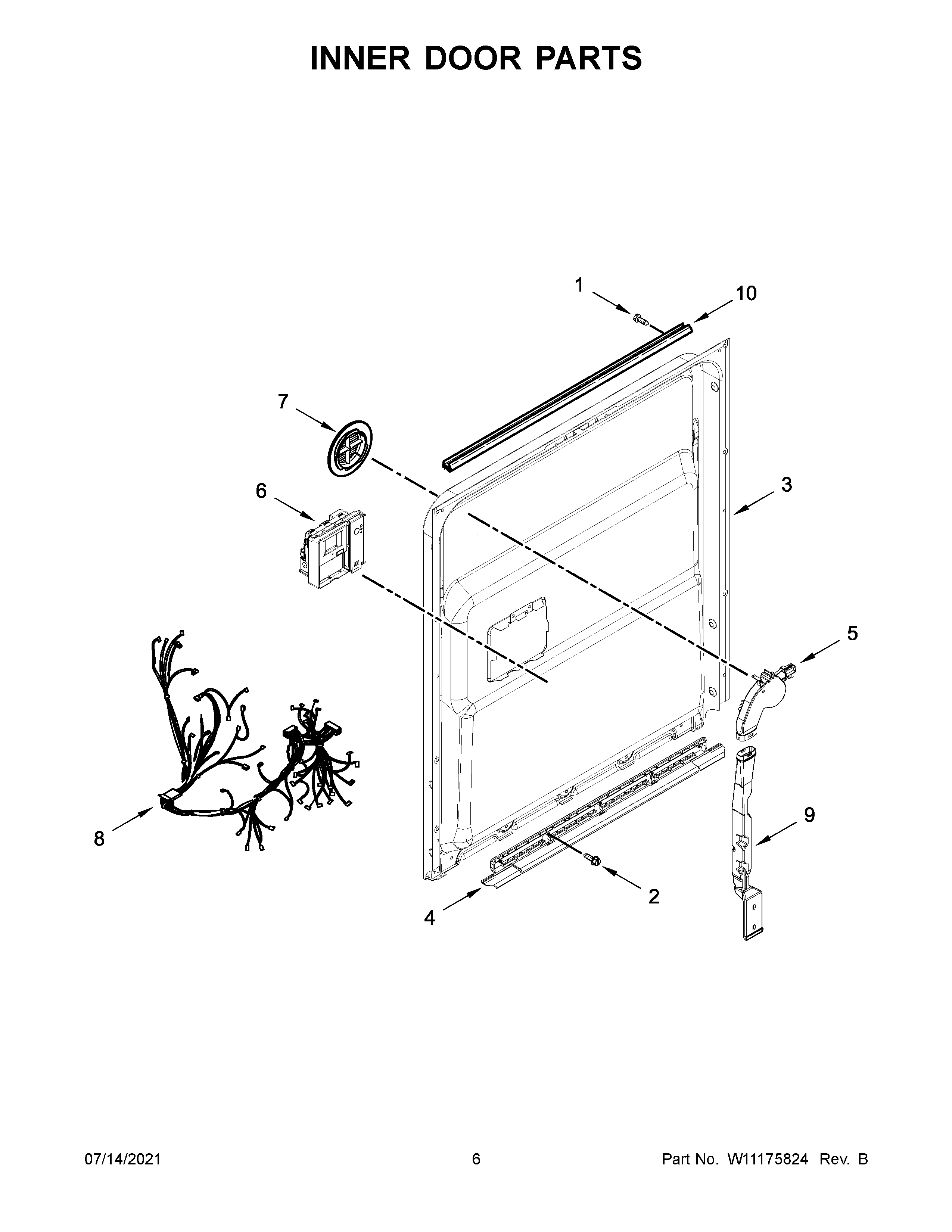 KitchenAid KDTM354DSS5 inner door parts diagram