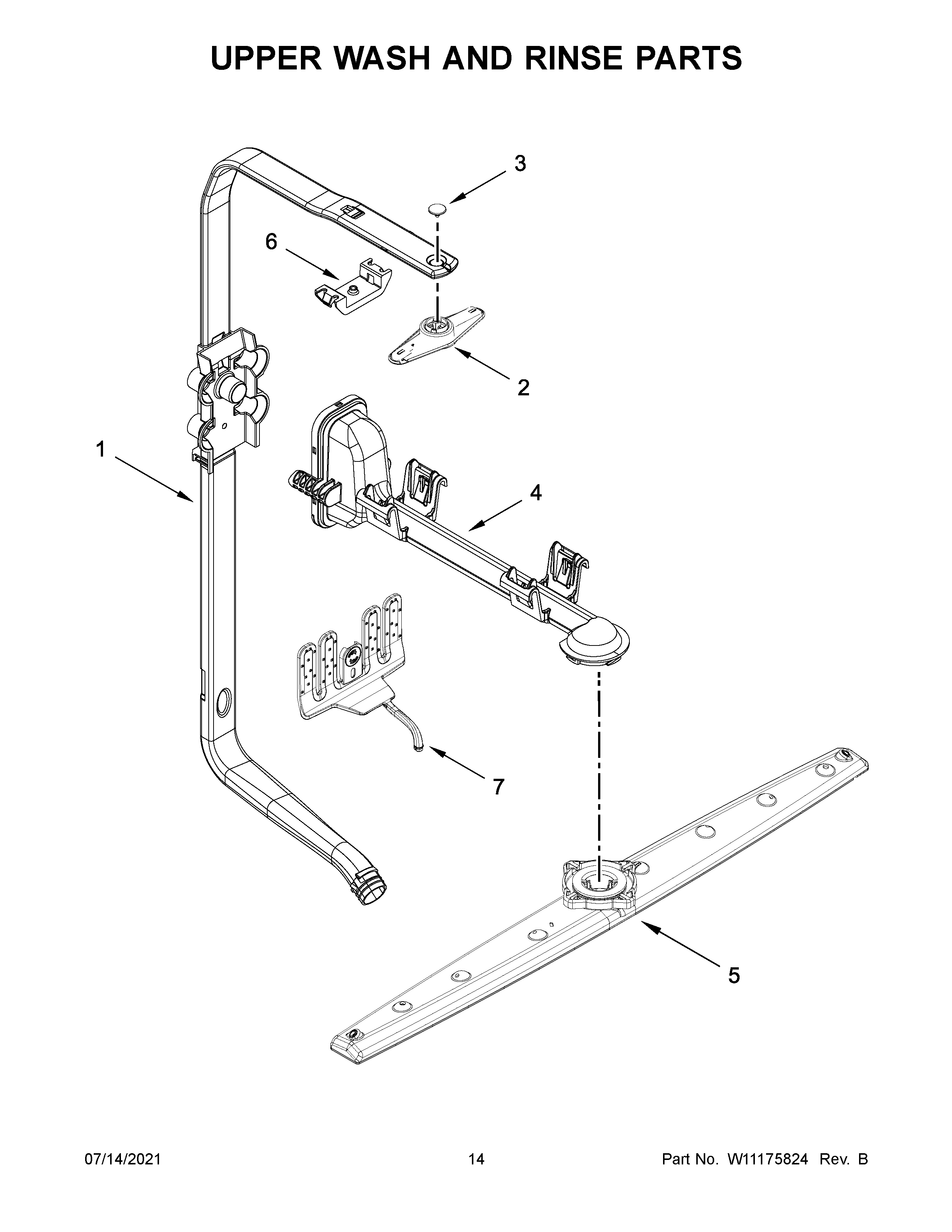 KitchenAid KDTM354DSS5 upper wash and rinse parts diagram
