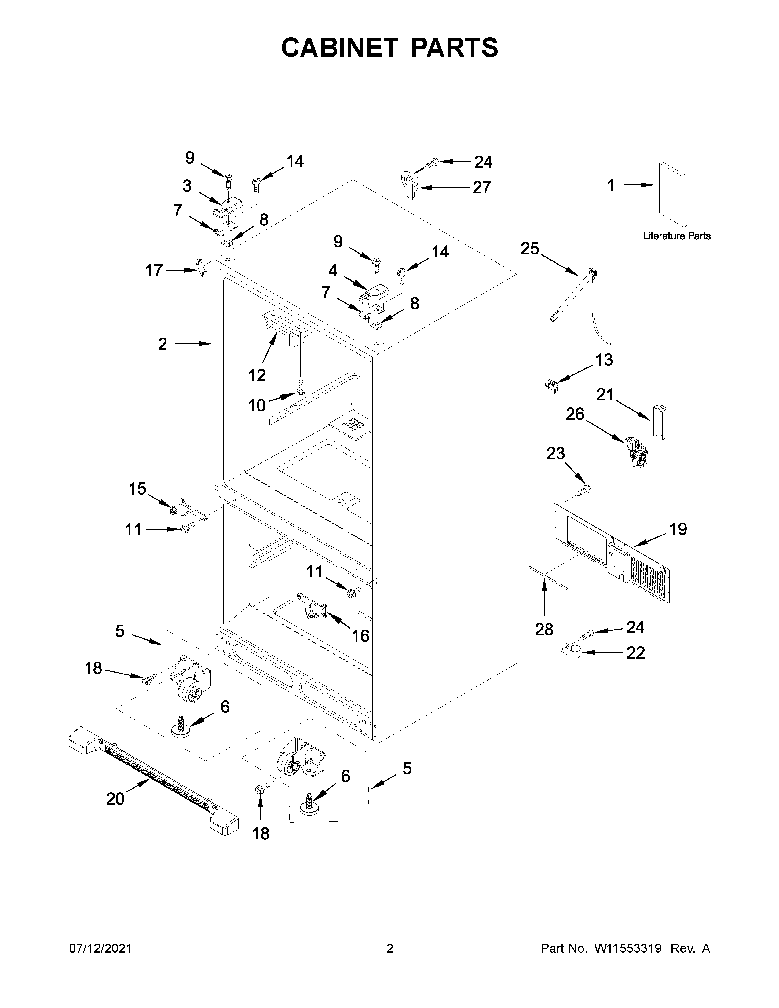 Whirlpool WRF532SMHV04 cabinet parts diagram