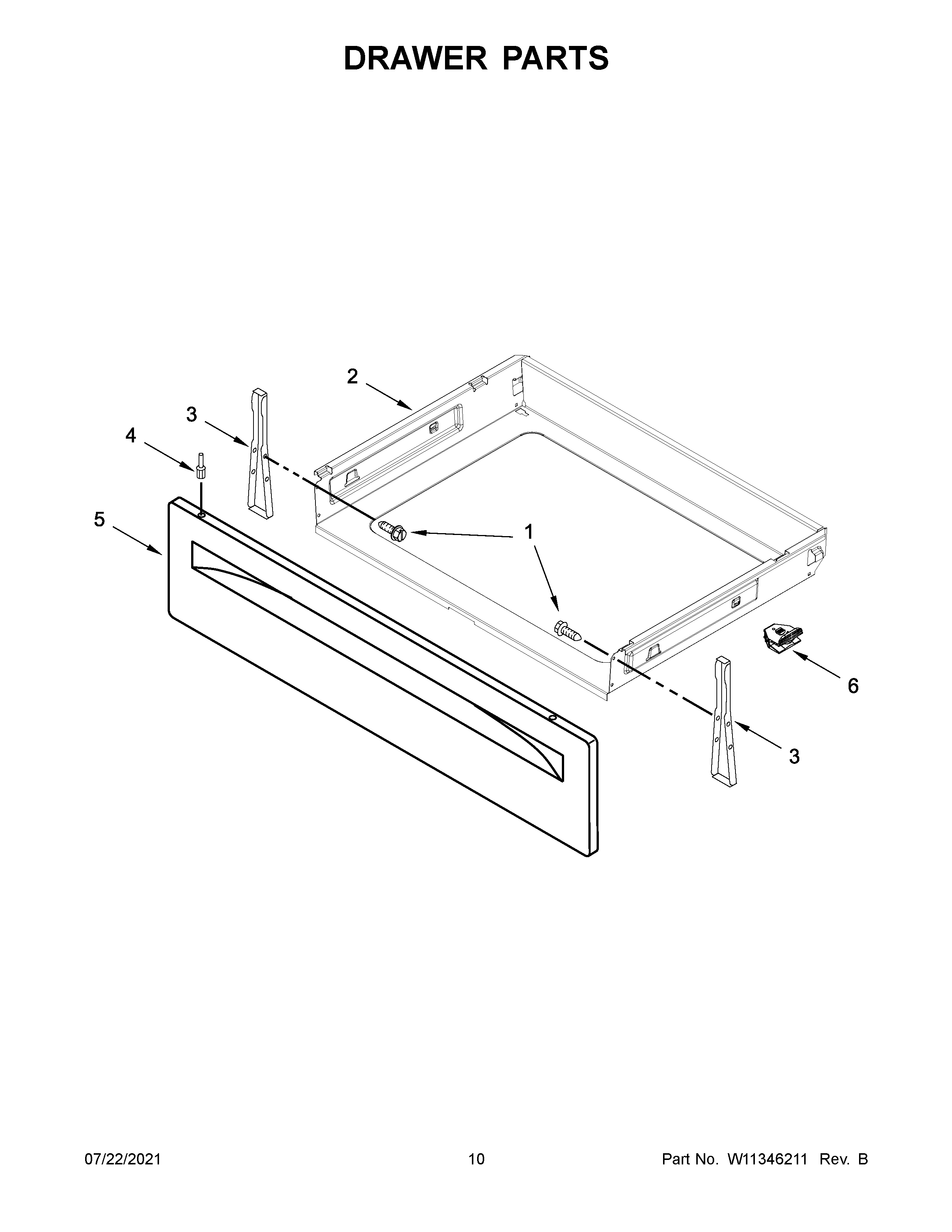 Whirlpool YWFE550S0HB1 drawer parts diagram