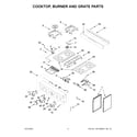 KitchenAid KFGC500JSS00 cooktop, burner and grate parts diagram
