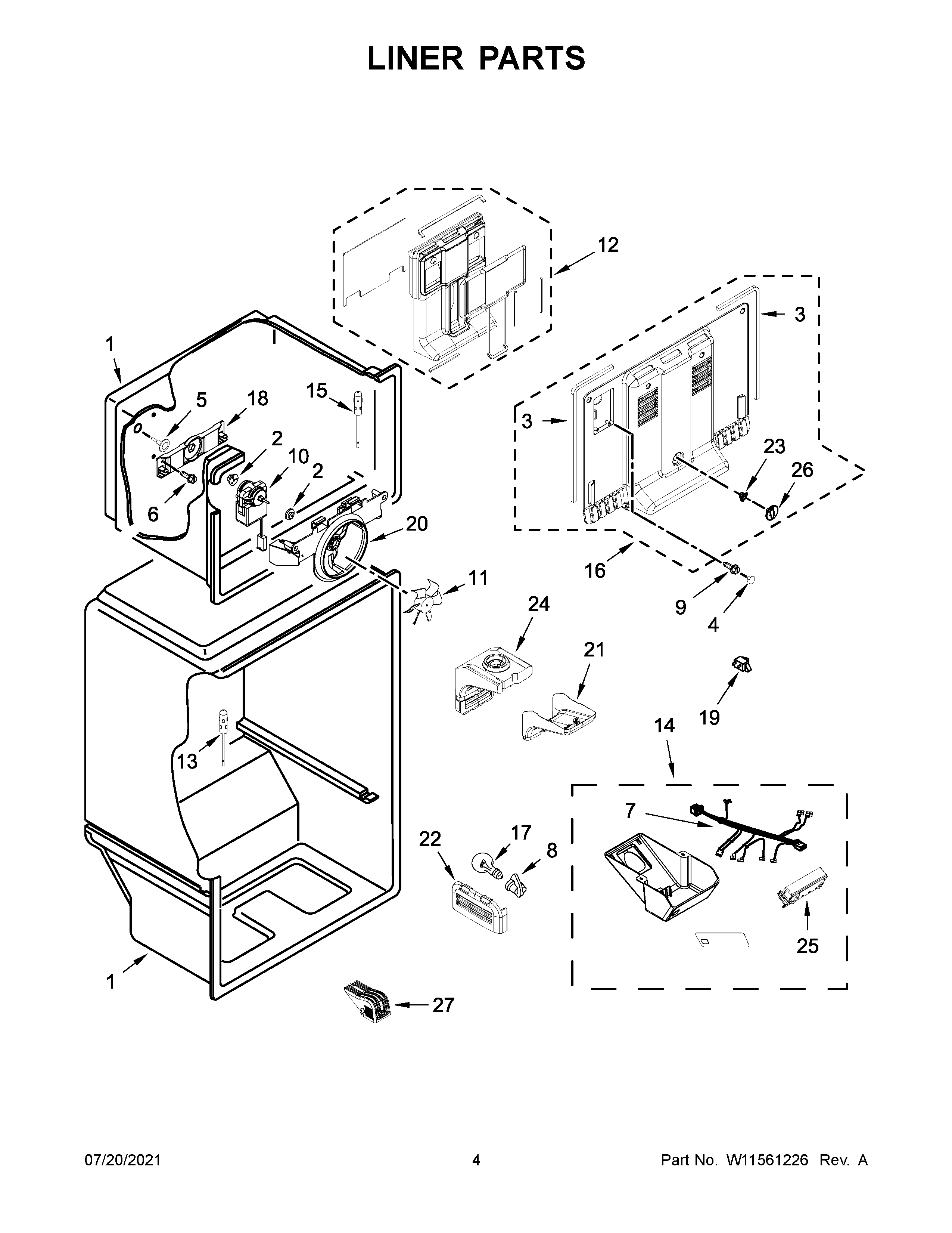Whirlpool WRT108FFDB00 liner parts diagram