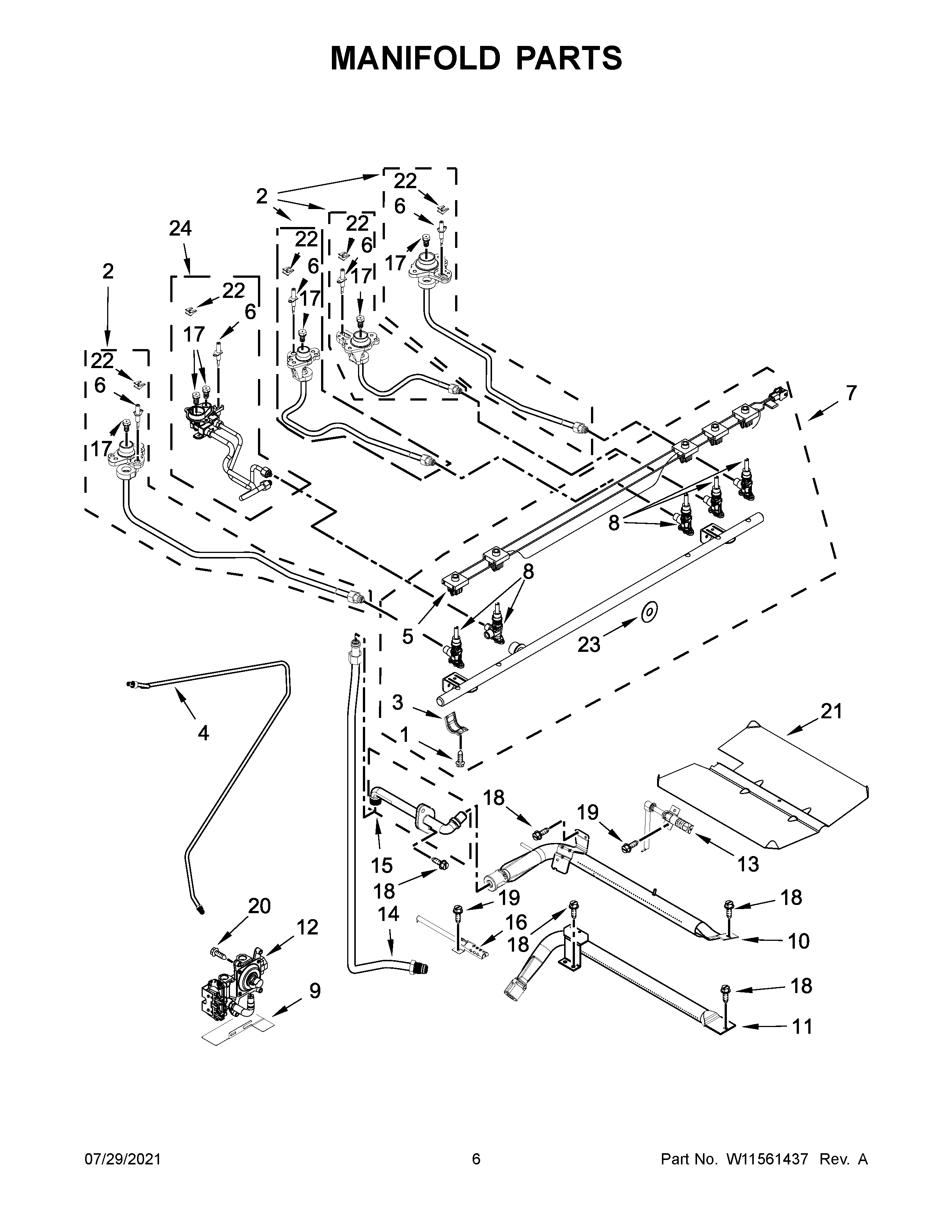 Jenn-Air JGS1450FS1 manifold parts diagram