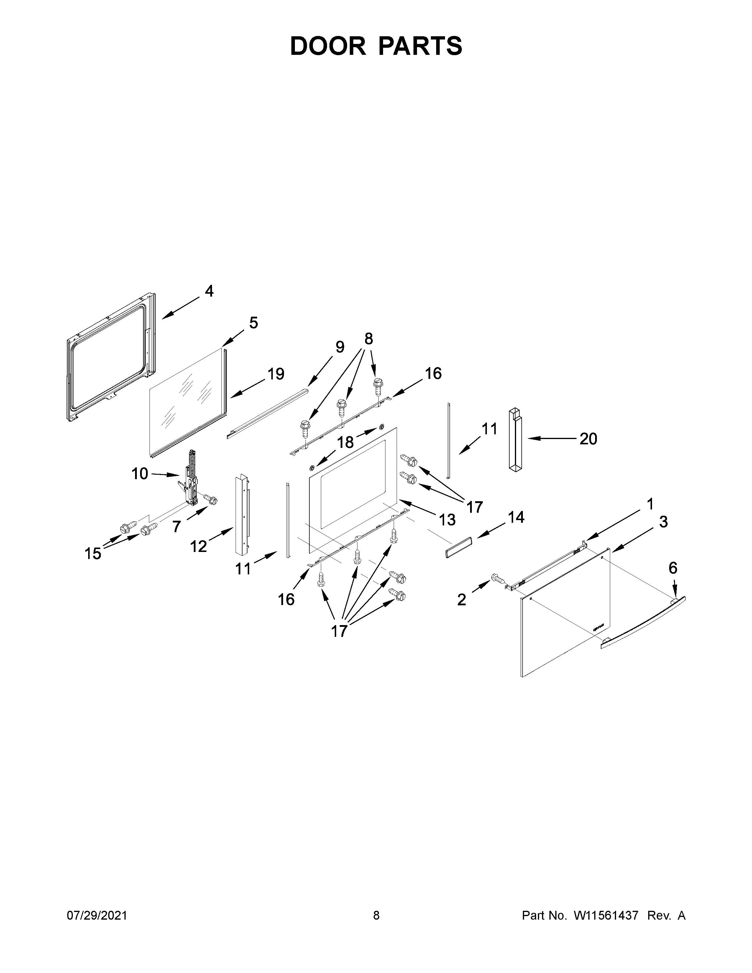 Jenn-Air JGS1450FS1 door parts diagram
