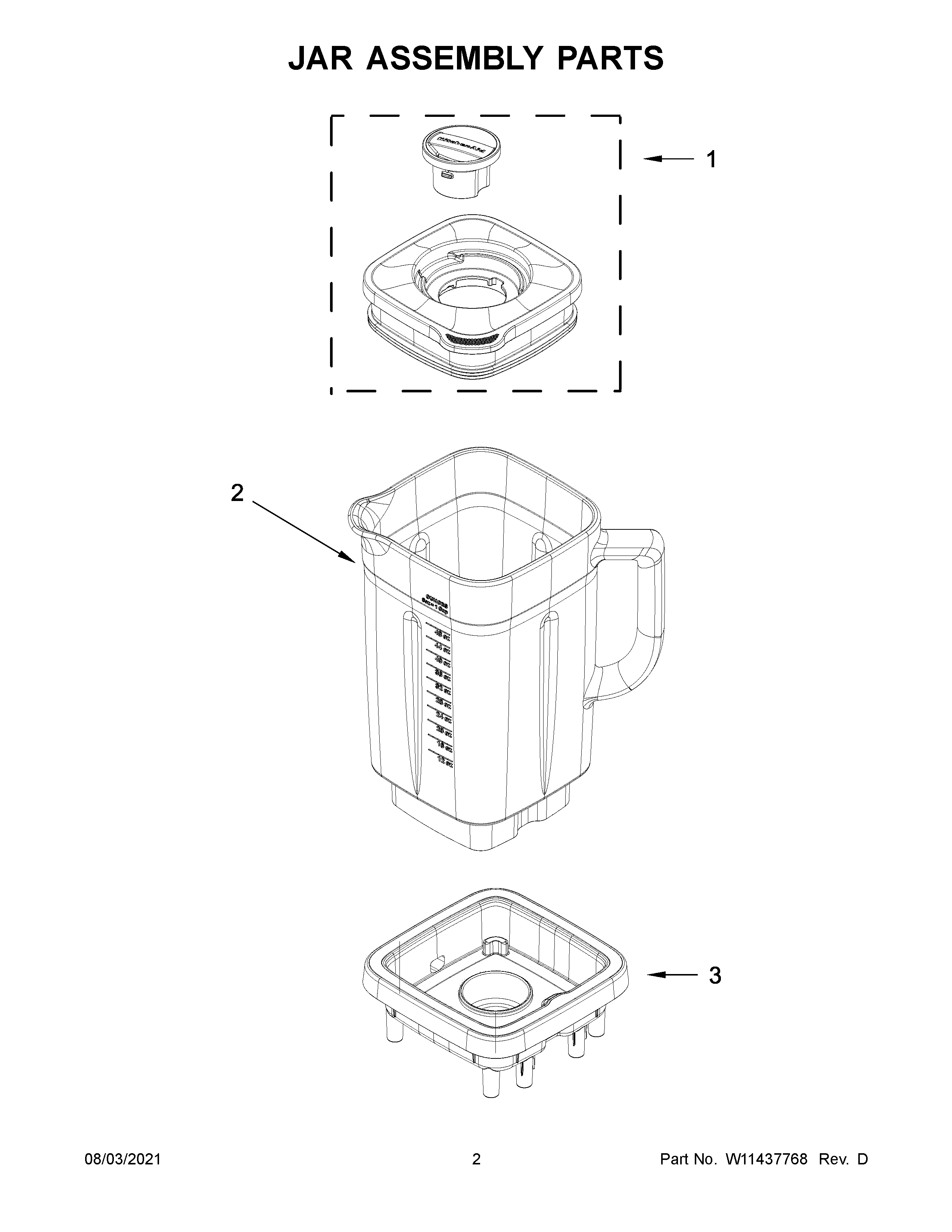 KitchenAid 5KSB4026BPP0 jar assembly parts diagram