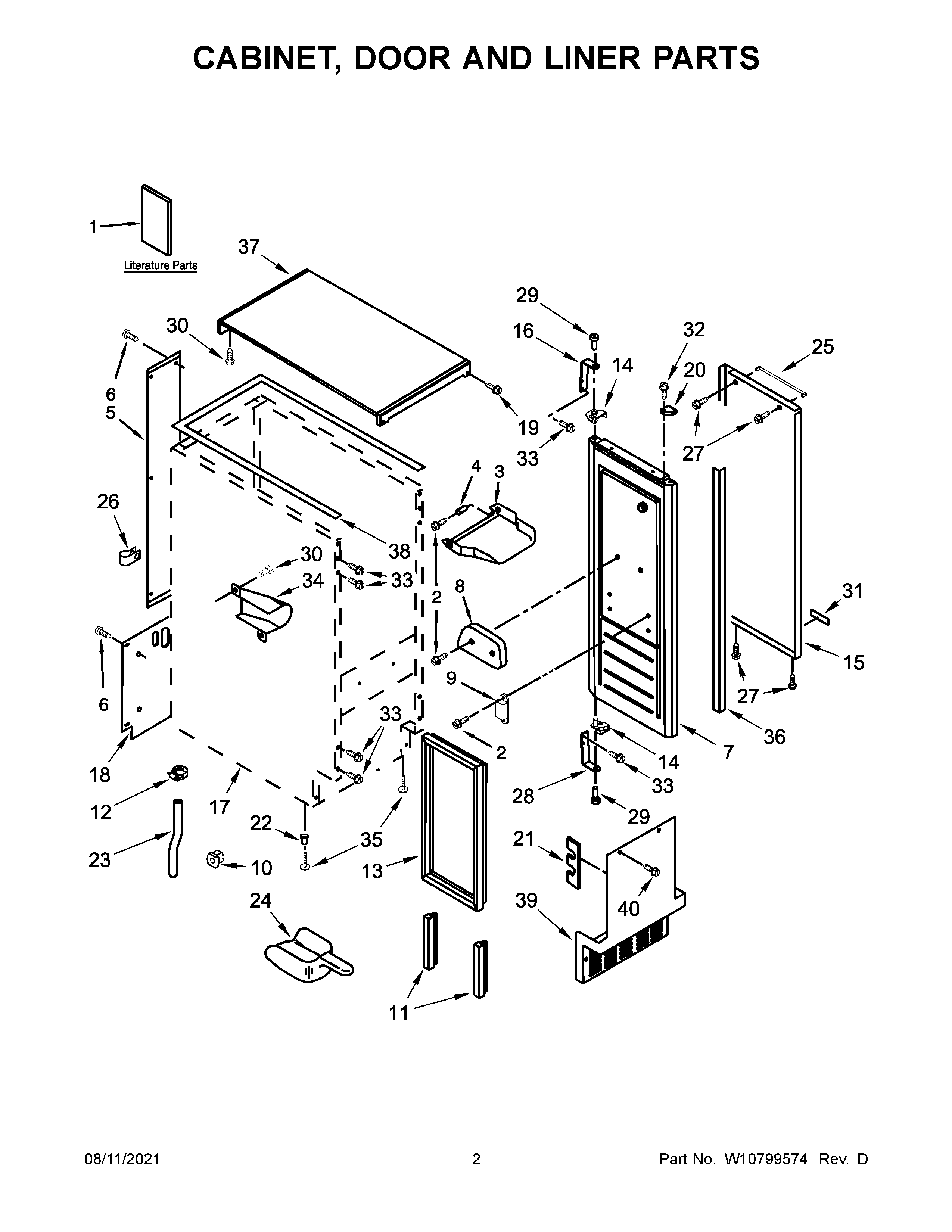 KitchenAid KUIX305EWH0 cabinet, door and liner parts diagram