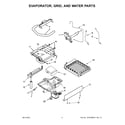 KitchenAid KUIX305EWH0 evaporator, grid, and water parts diagram
