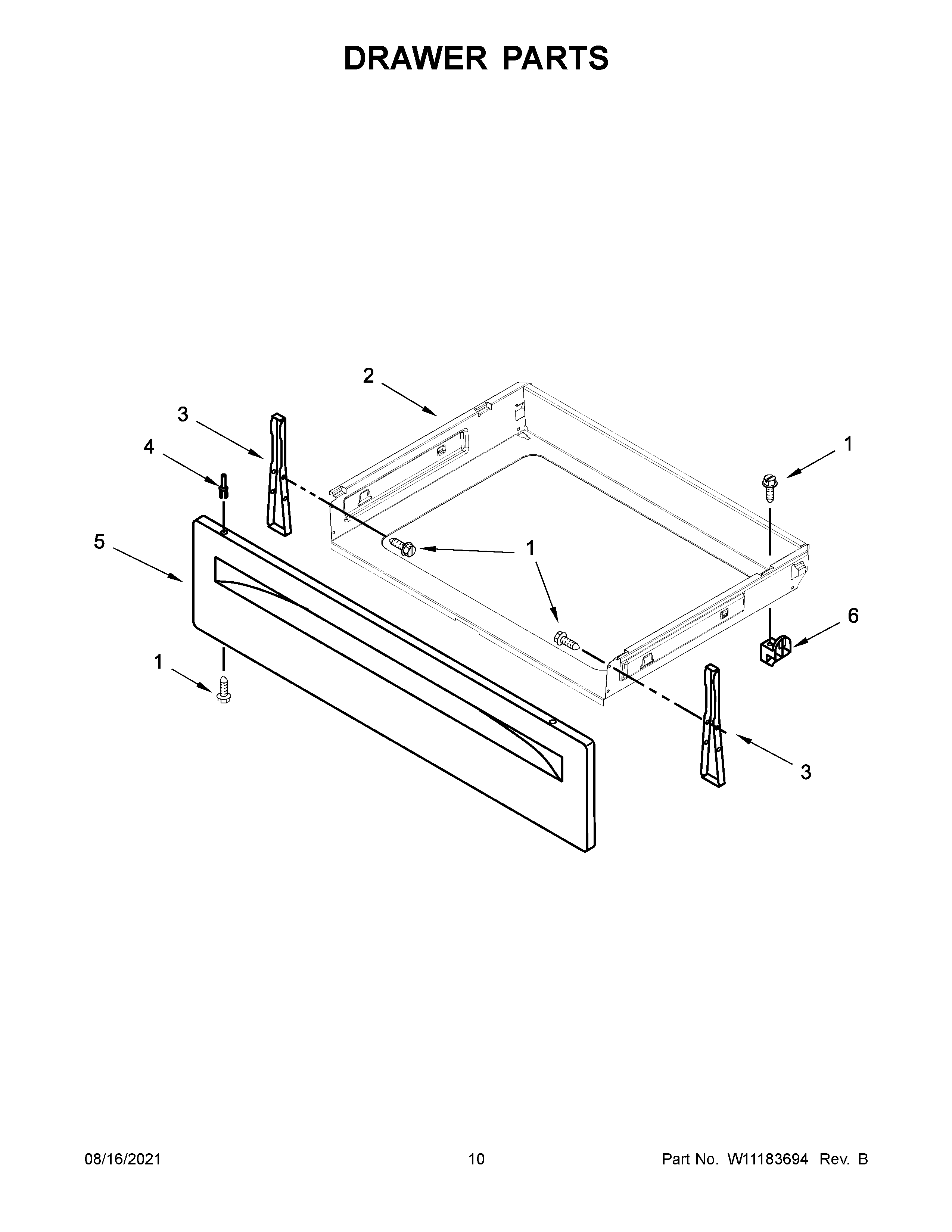 Whirlpool YWFE550S0HB0 drawer parts diagram