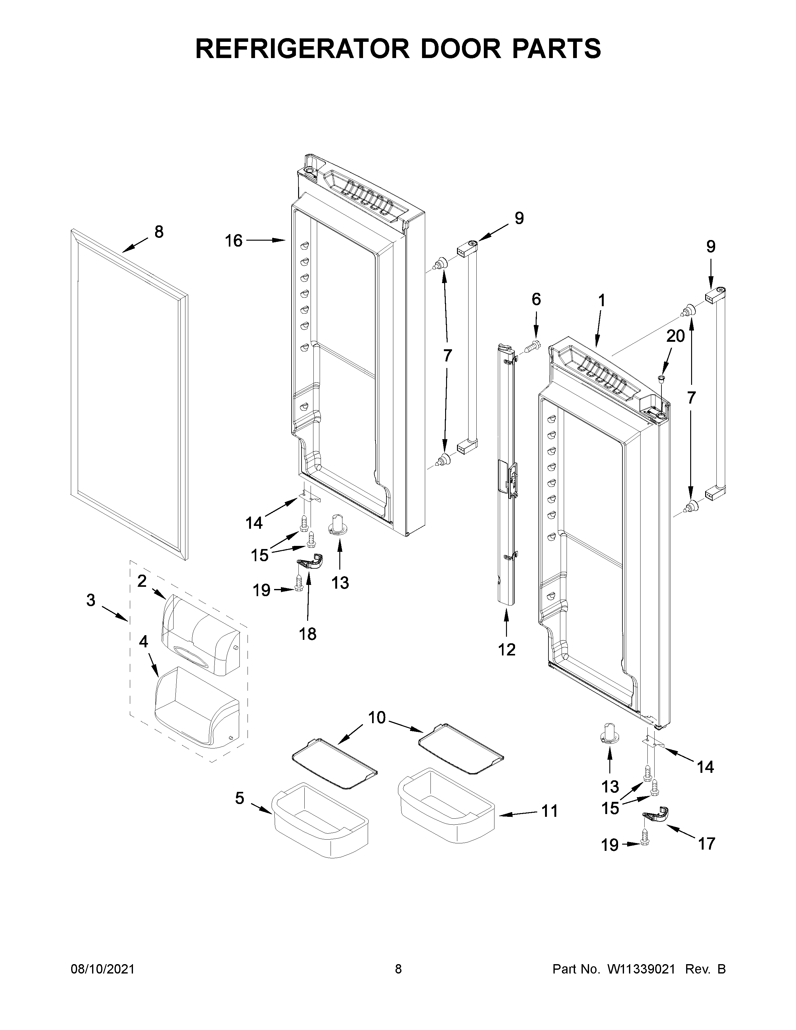 KitchenAid KRFC300EWH03 refrigerator door parts diagram