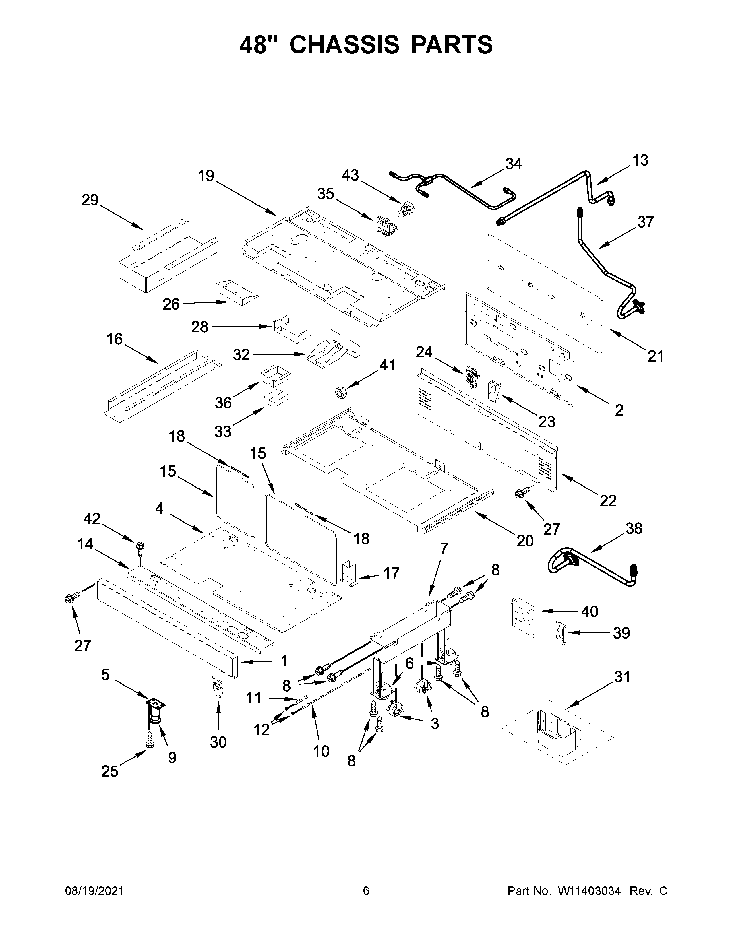 KitchenAid KFGC558JIB00 48" chassis parts diagram