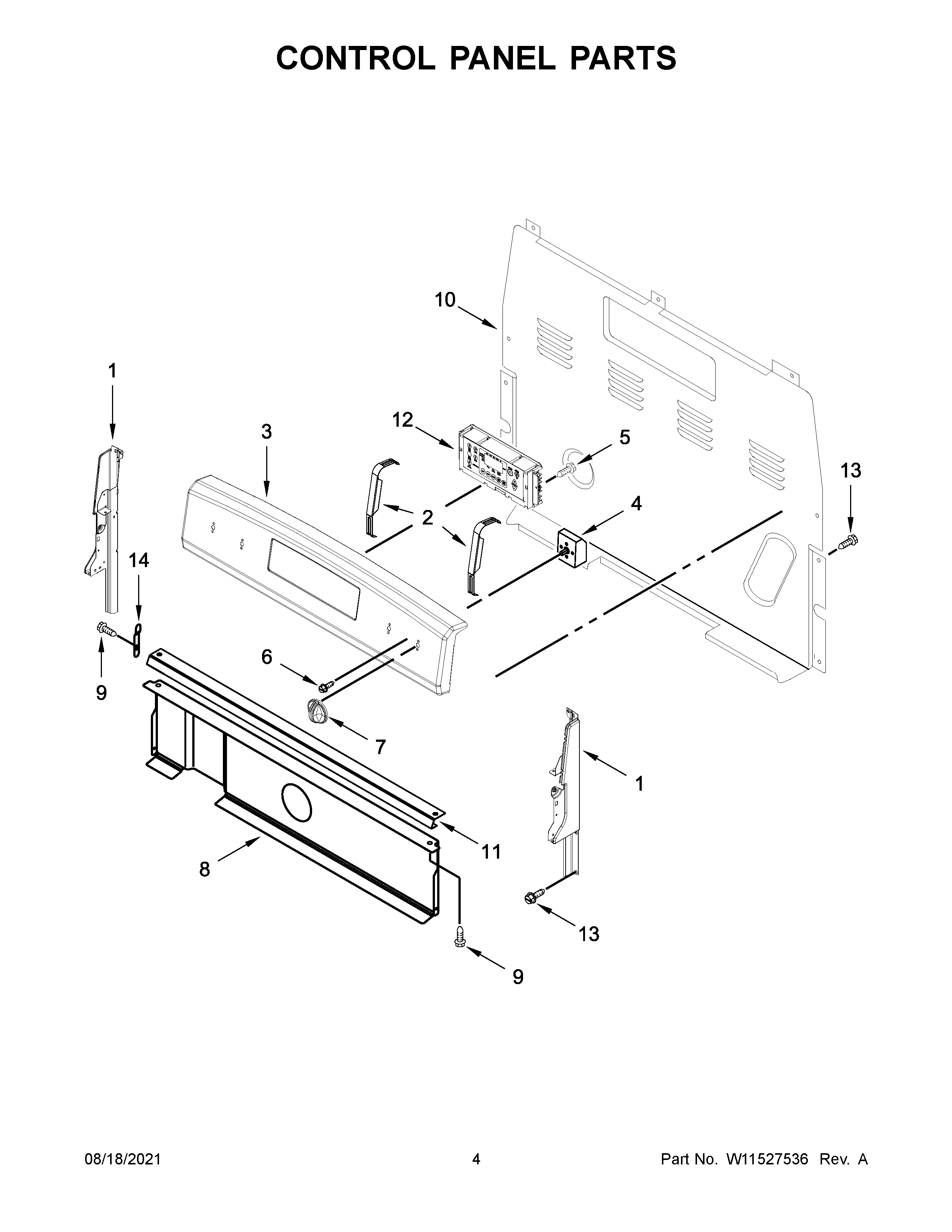 Whirlpool WFC315S0JW1 control panel parts diagram