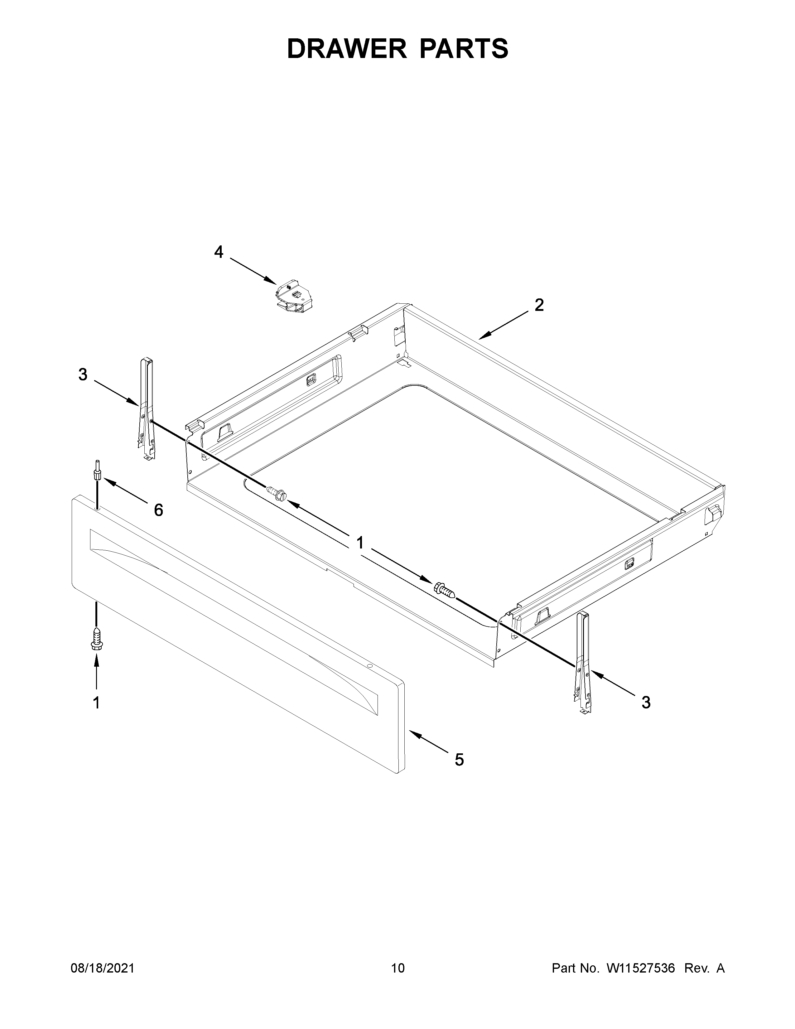 Whirlpool WFC315S0JW1 drawer parts diagram