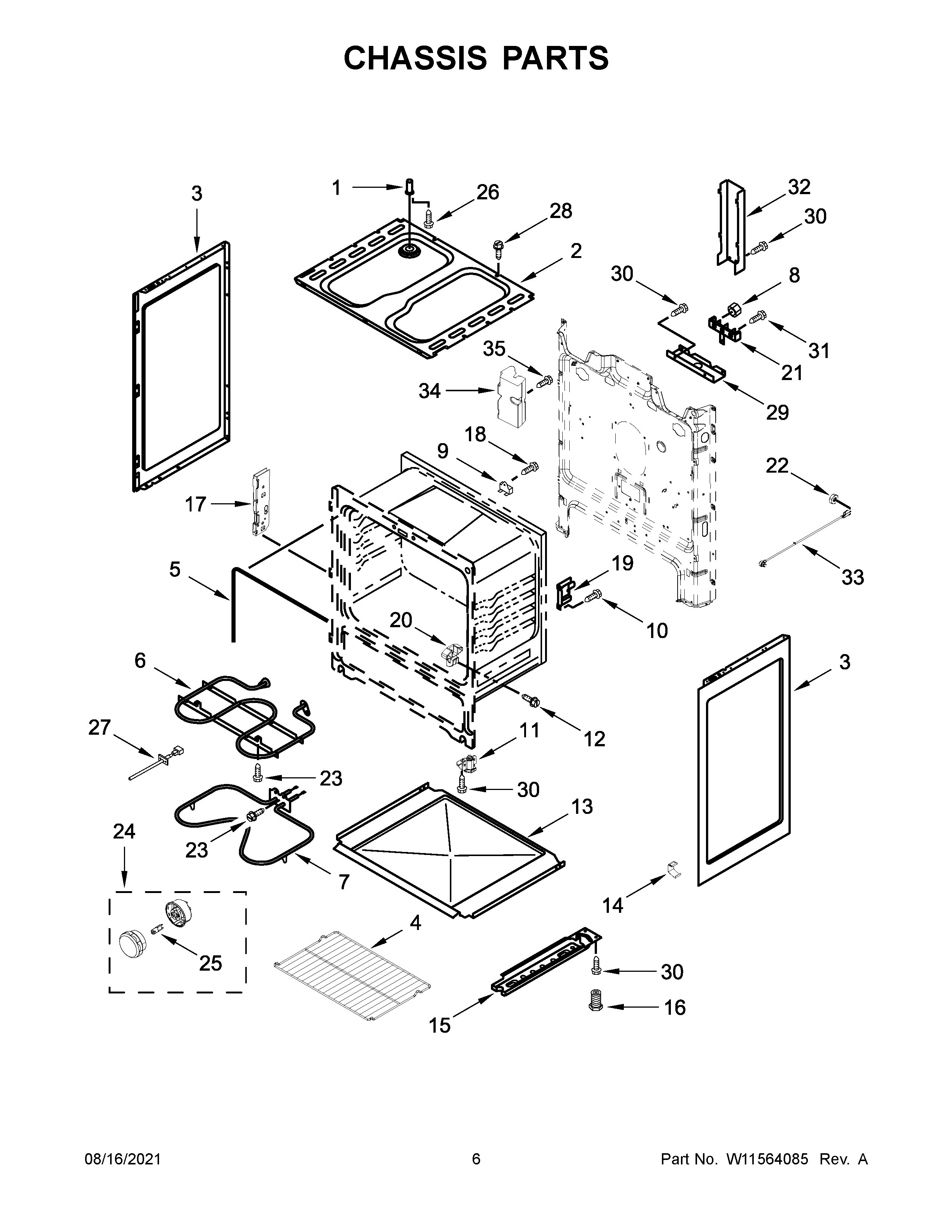 Amana YACR4303MFS6 chassis parts diagram
