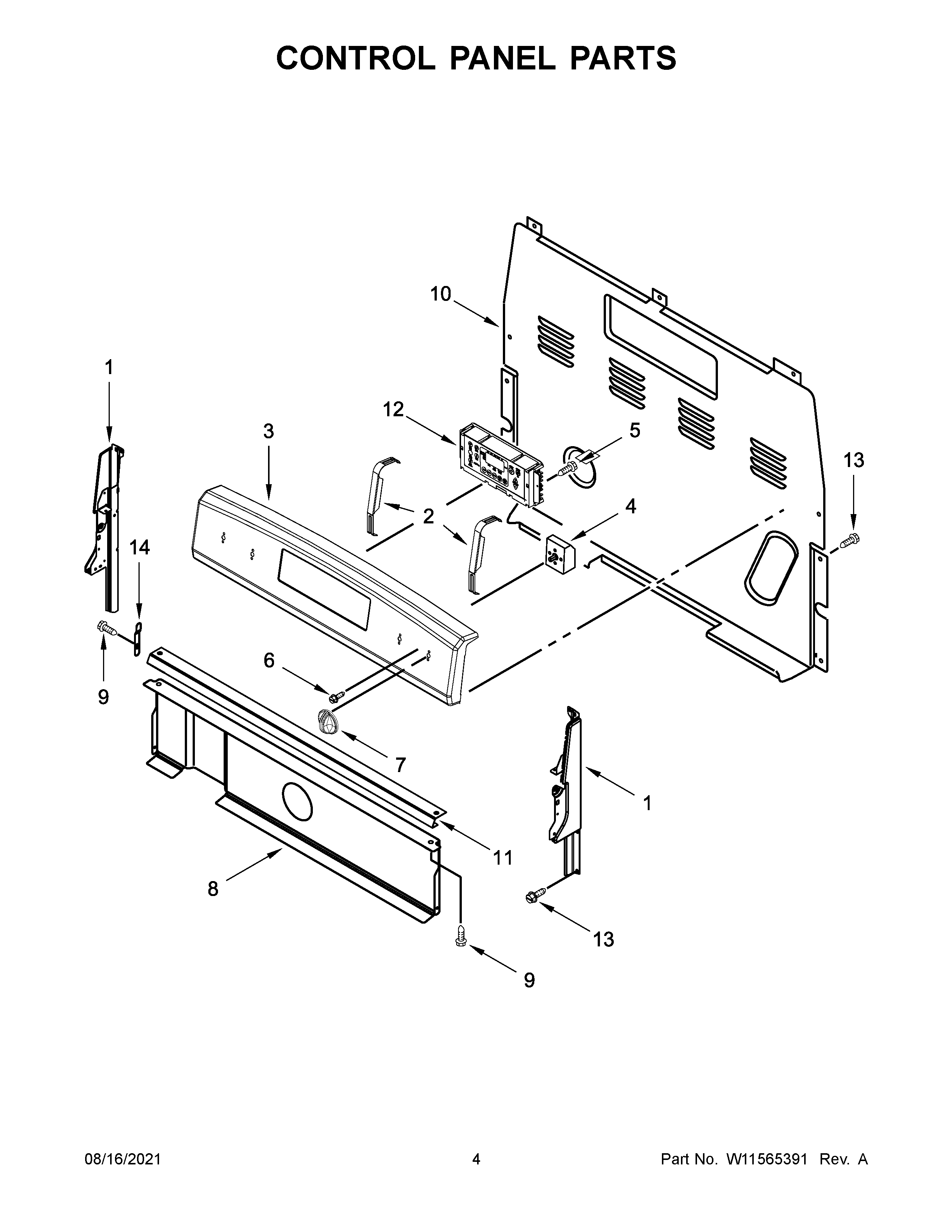 Amana ACR4503SFB5 control panel parts diagram