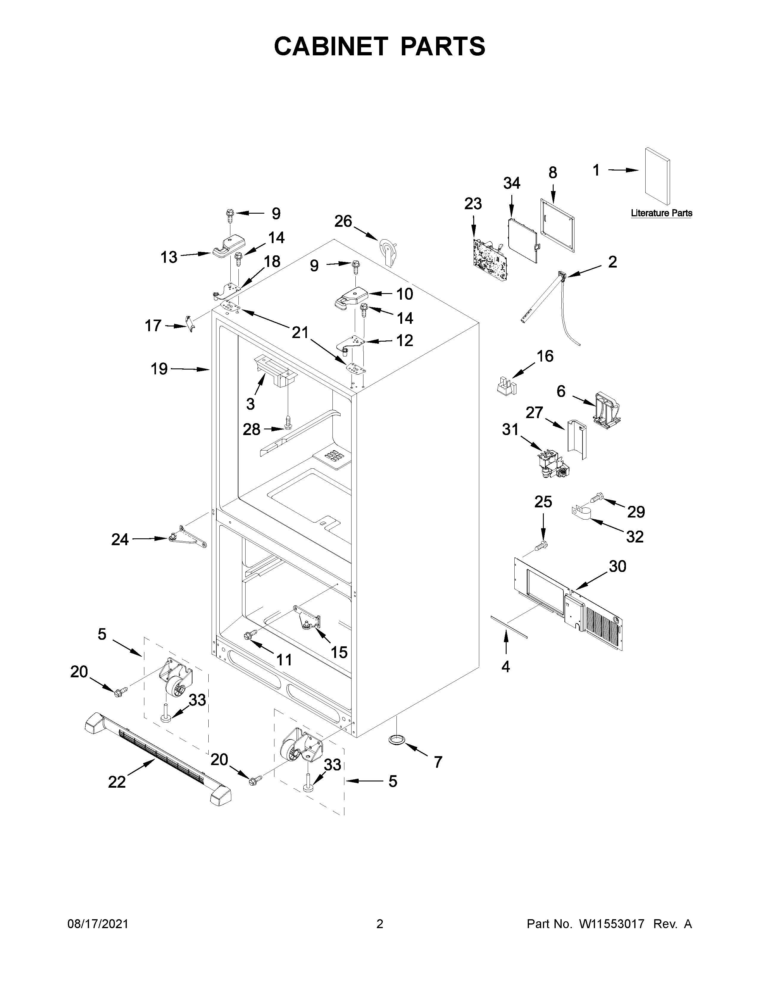 KitchenAid KRFC300EBS04 cabinet parts diagram