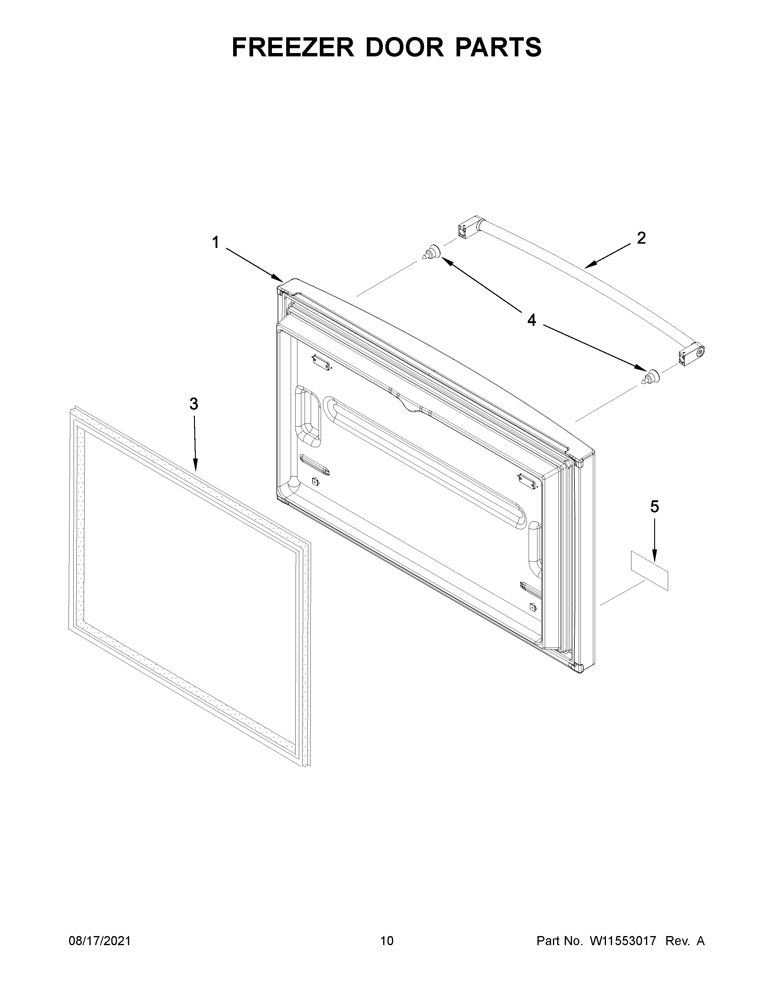KitchenAid KRFC300EBS04 freezer door parts diagram