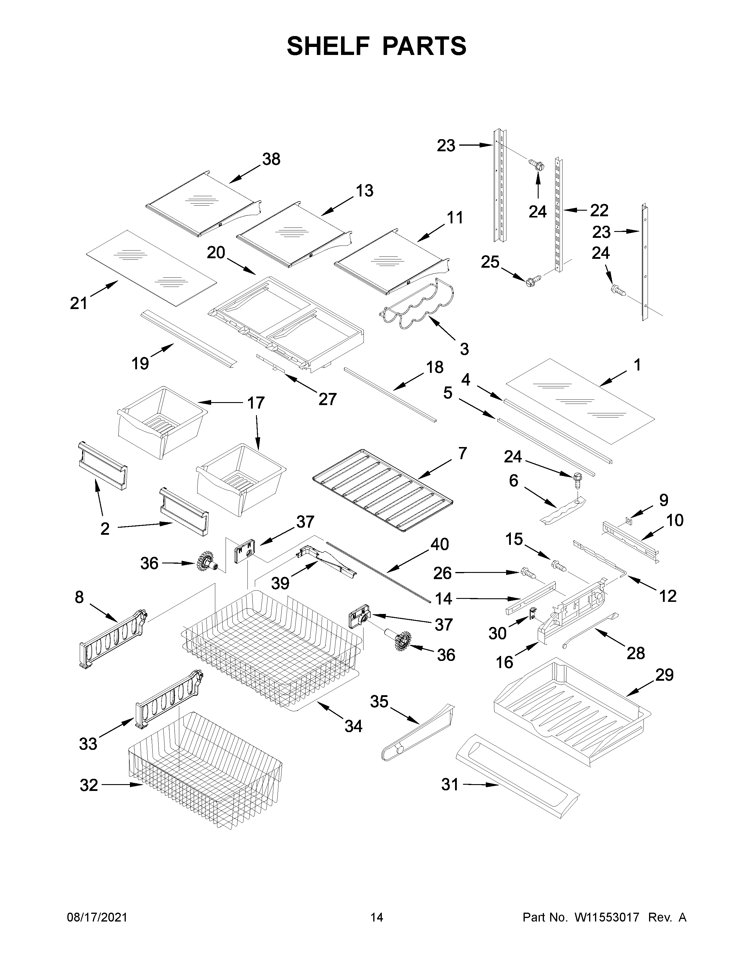 KitchenAid KRFC300EBS04 shelf parts diagram