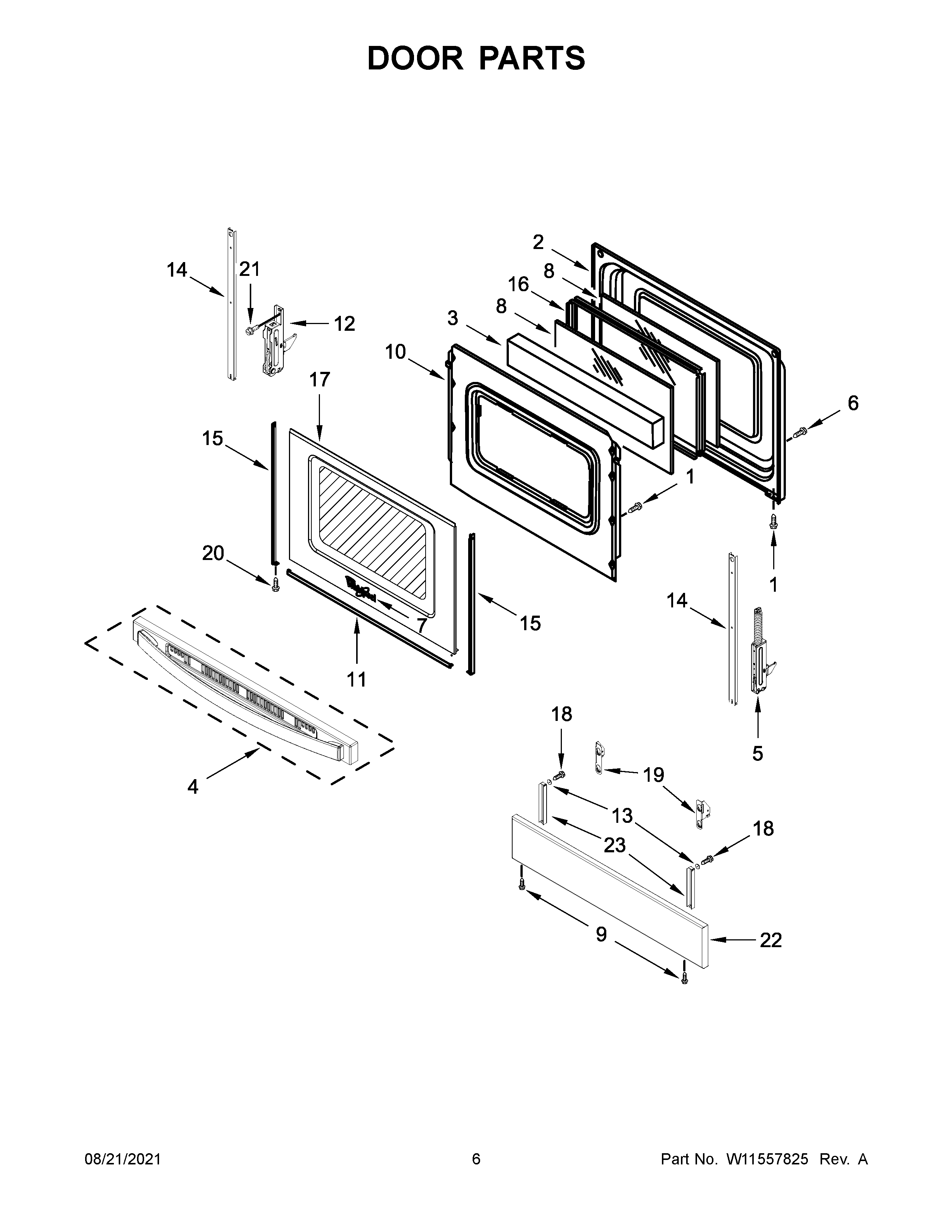 Whirlpool WEE515SALB0 door parts diagram