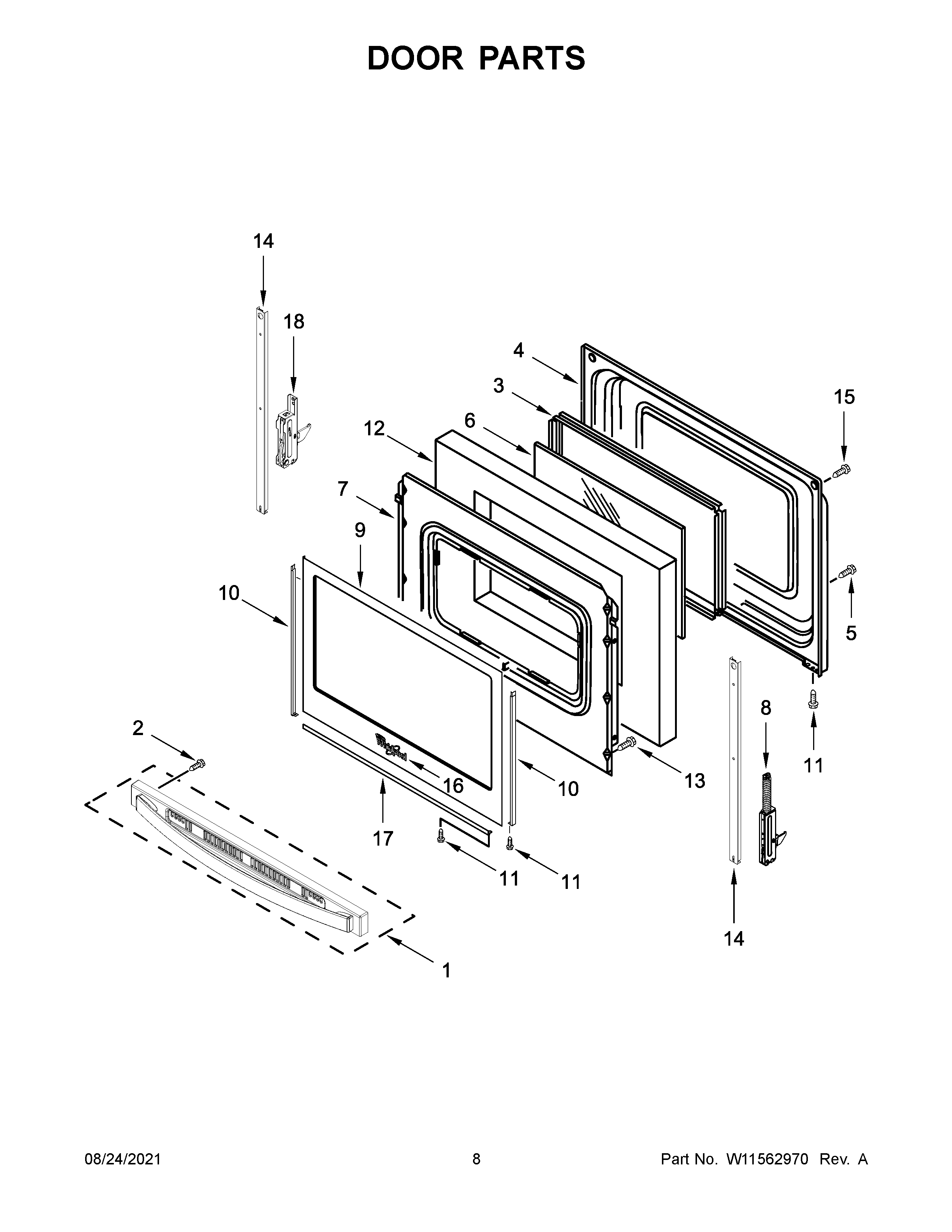 Whirlpool WFE535S0LS0 door parts diagram