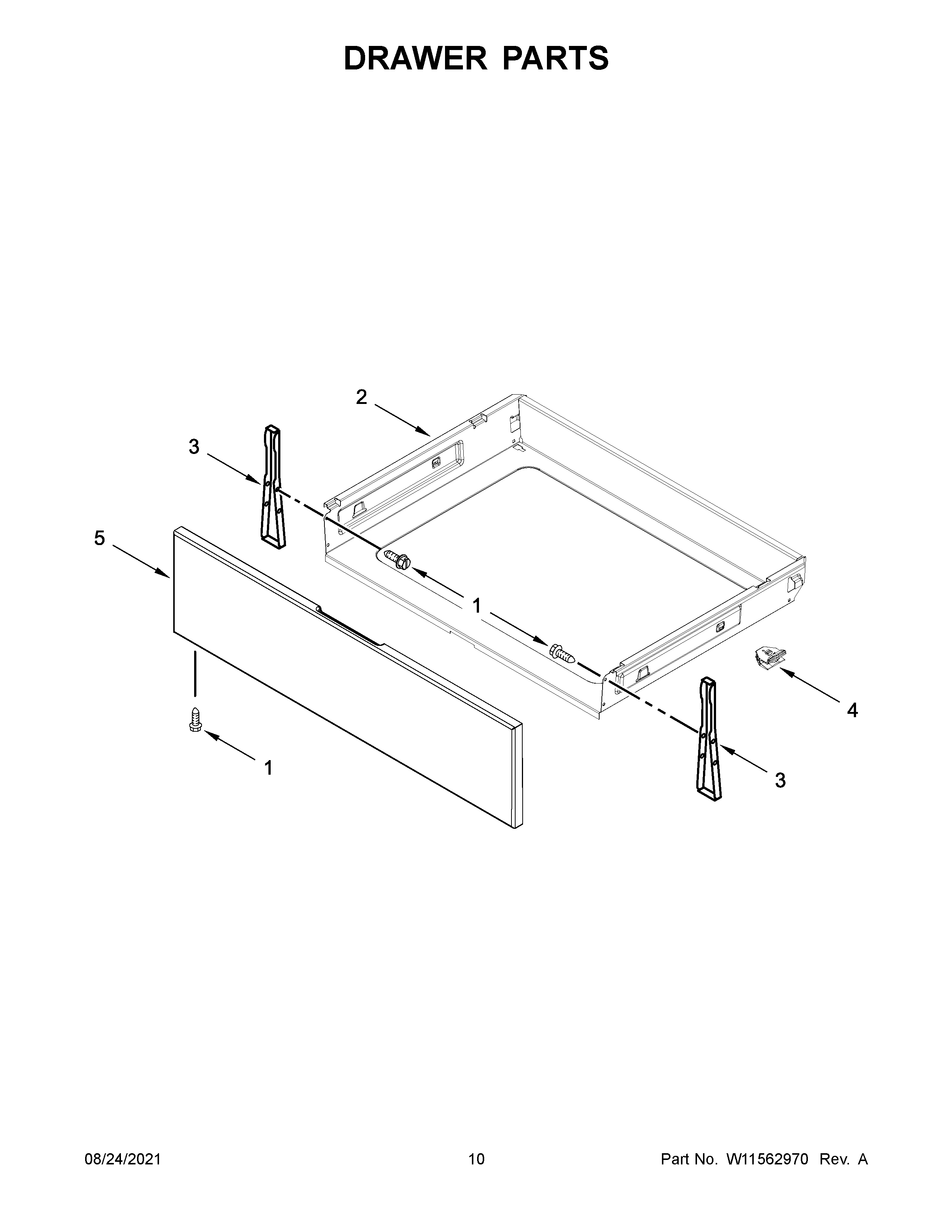 Whirlpool WFE535S0LS0 drawer parts diagram