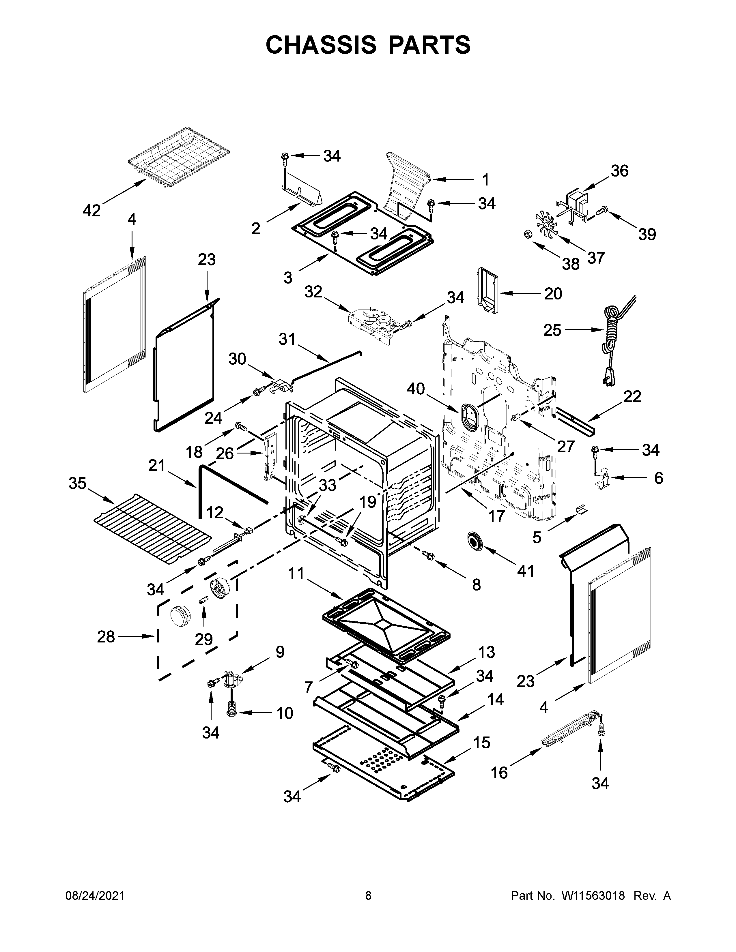 Whirlpool WFG535S0LZ0 chassis parts diagram