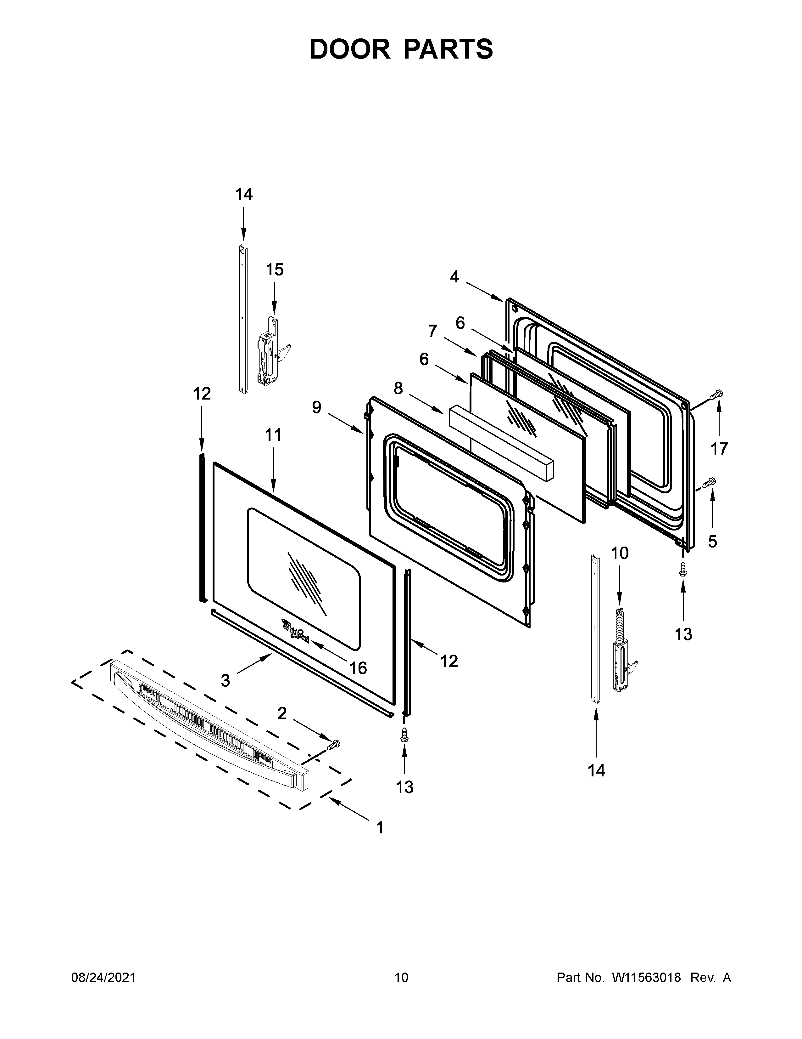 Whirlpool WFG535S0LZ0 door parts diagram