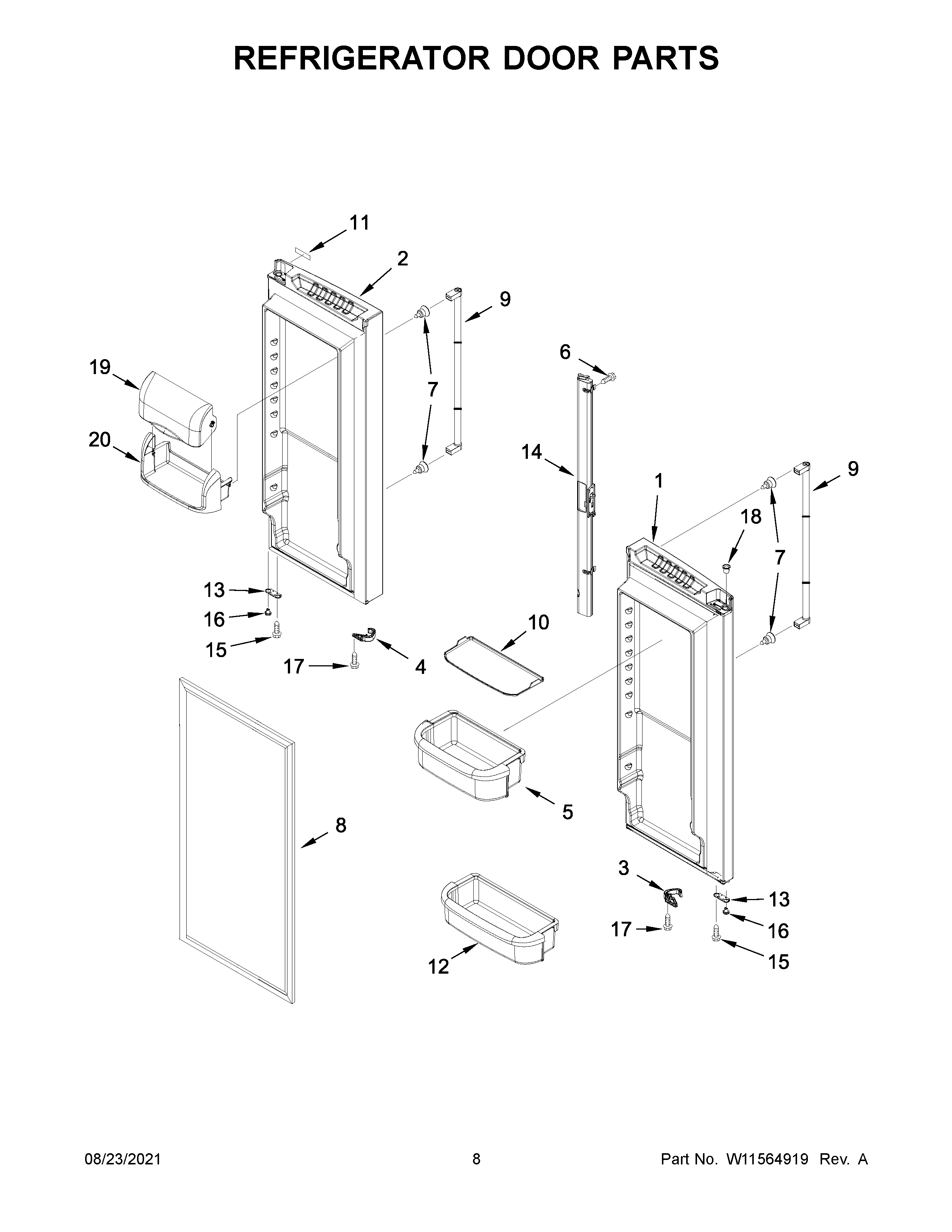 Jenn-Air JFC2089BEP07 refrigerator door parts diagram