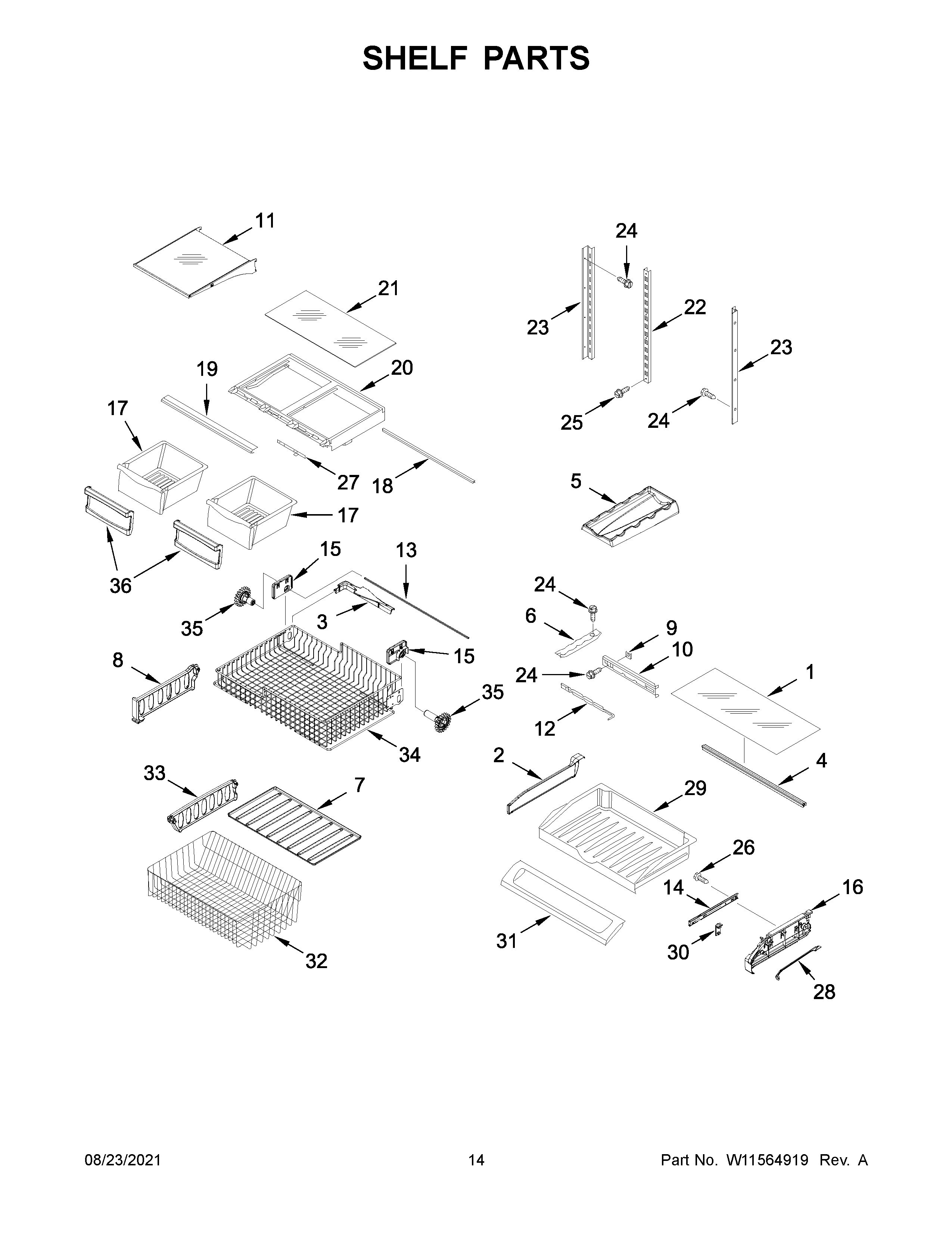 Jenn-Air JFC2089BEP07 shelf parts diagram