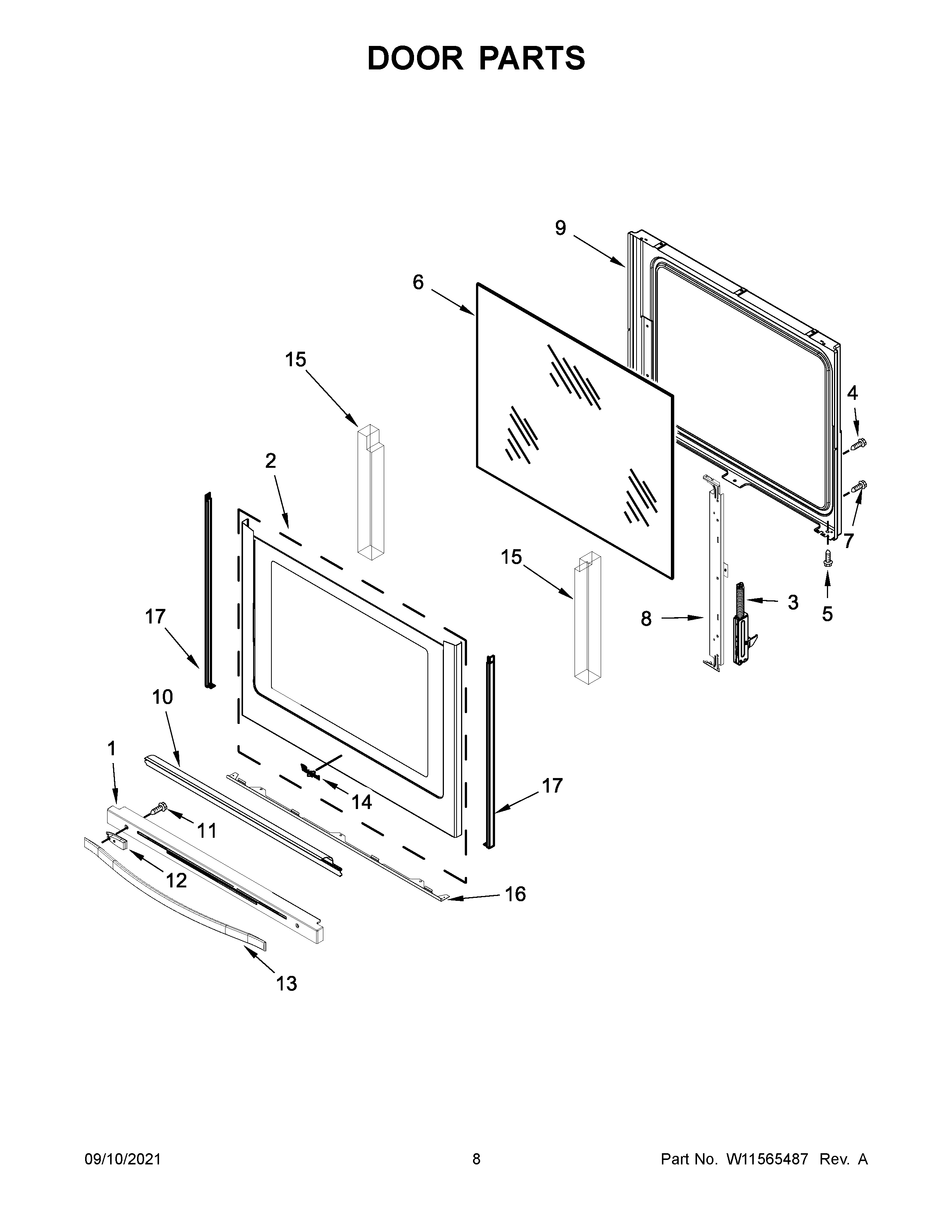 Whirlpool YWFE745H0FH3 door parts diagram