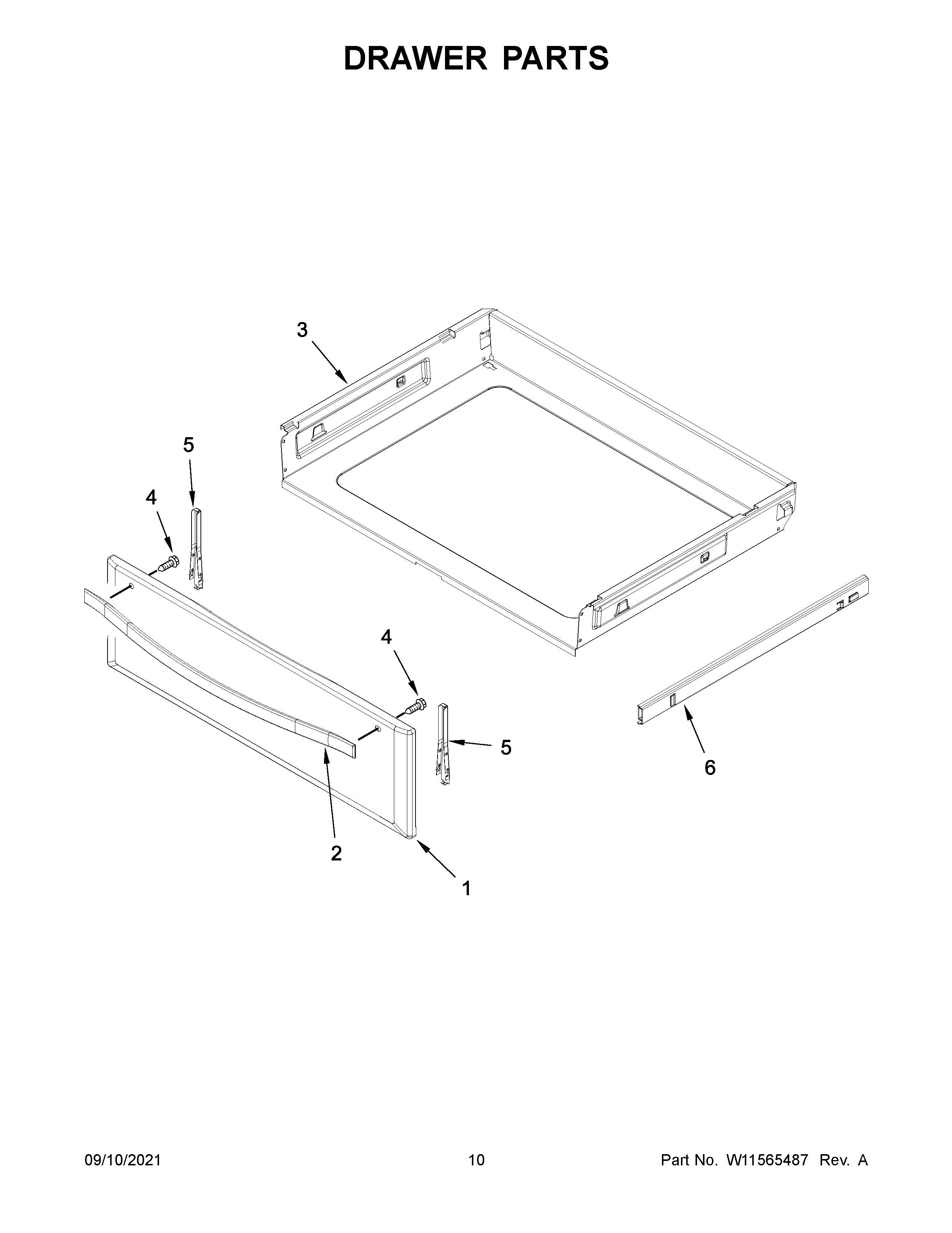 Whirlpool YWFE745H0FH3 drawer parts diagram
