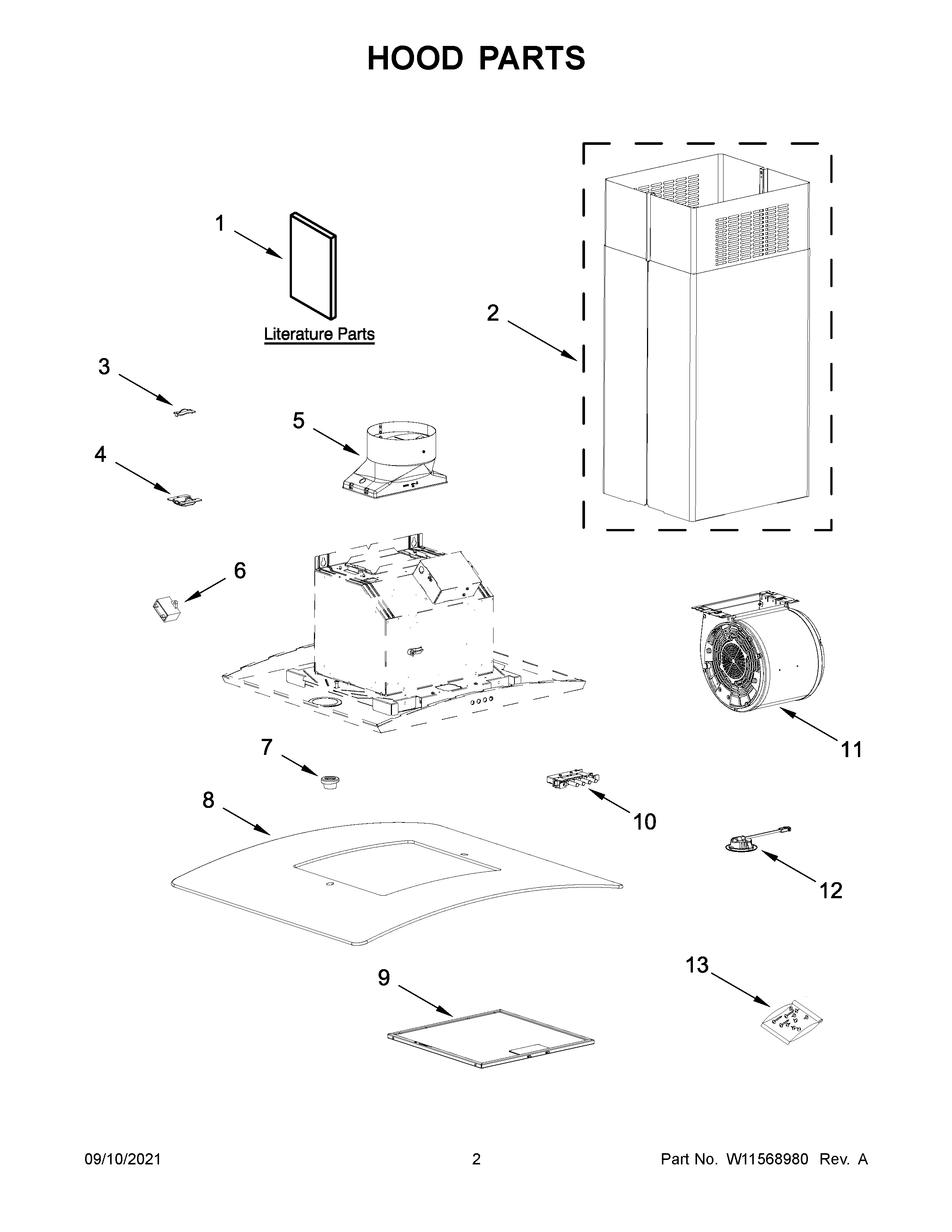 Whirlpool WVI51UC6LS0 hood parts diagram