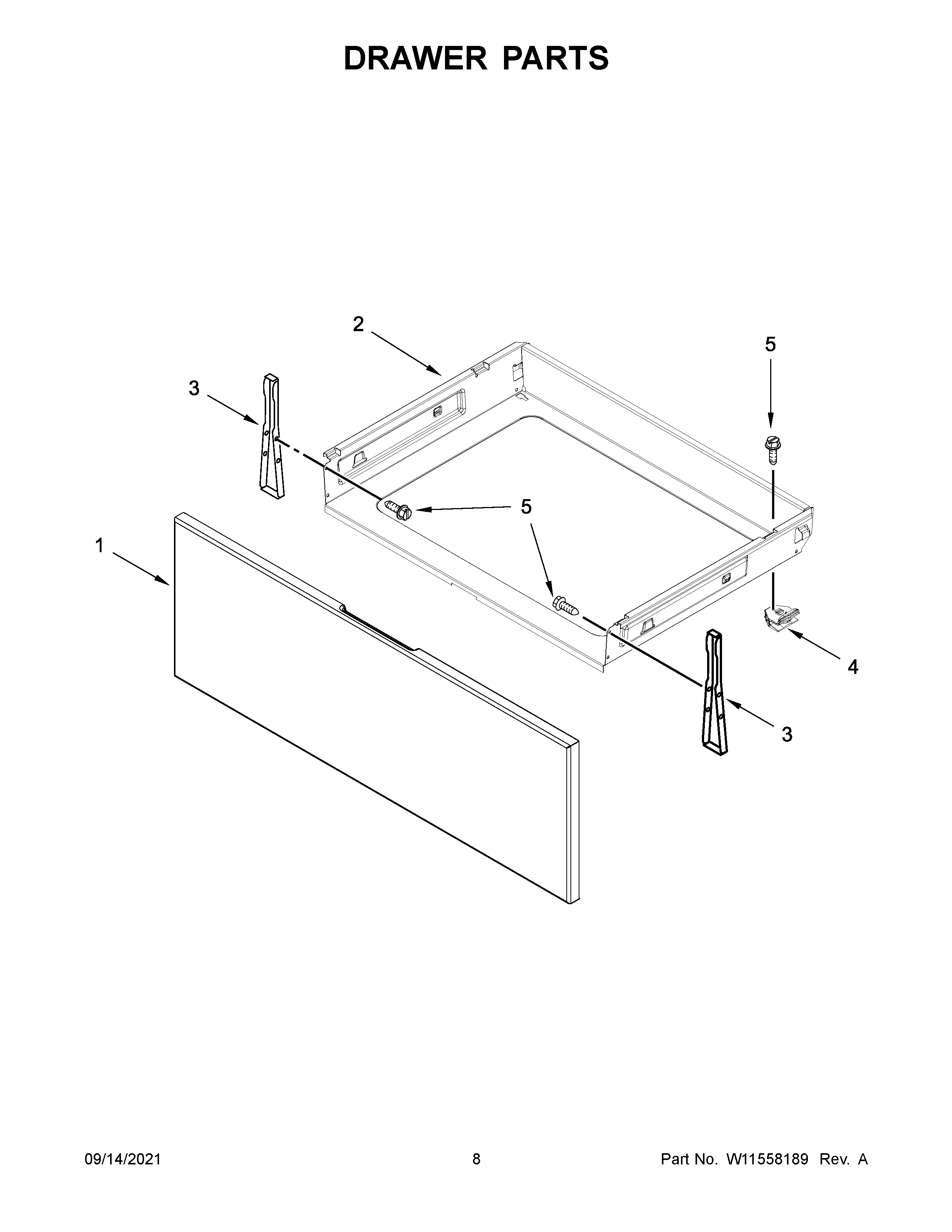 Whirlpool WEE515S0LZ0 drawer parts diagram