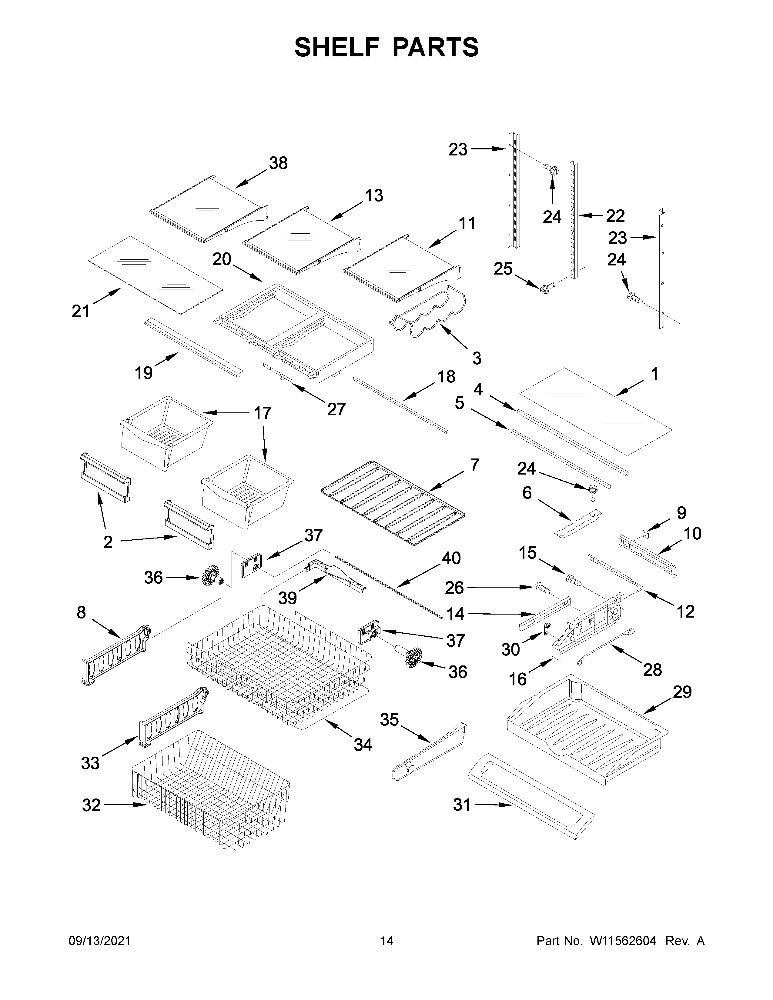 KitchenAid KRFC300EBS05 shelf parts diagram