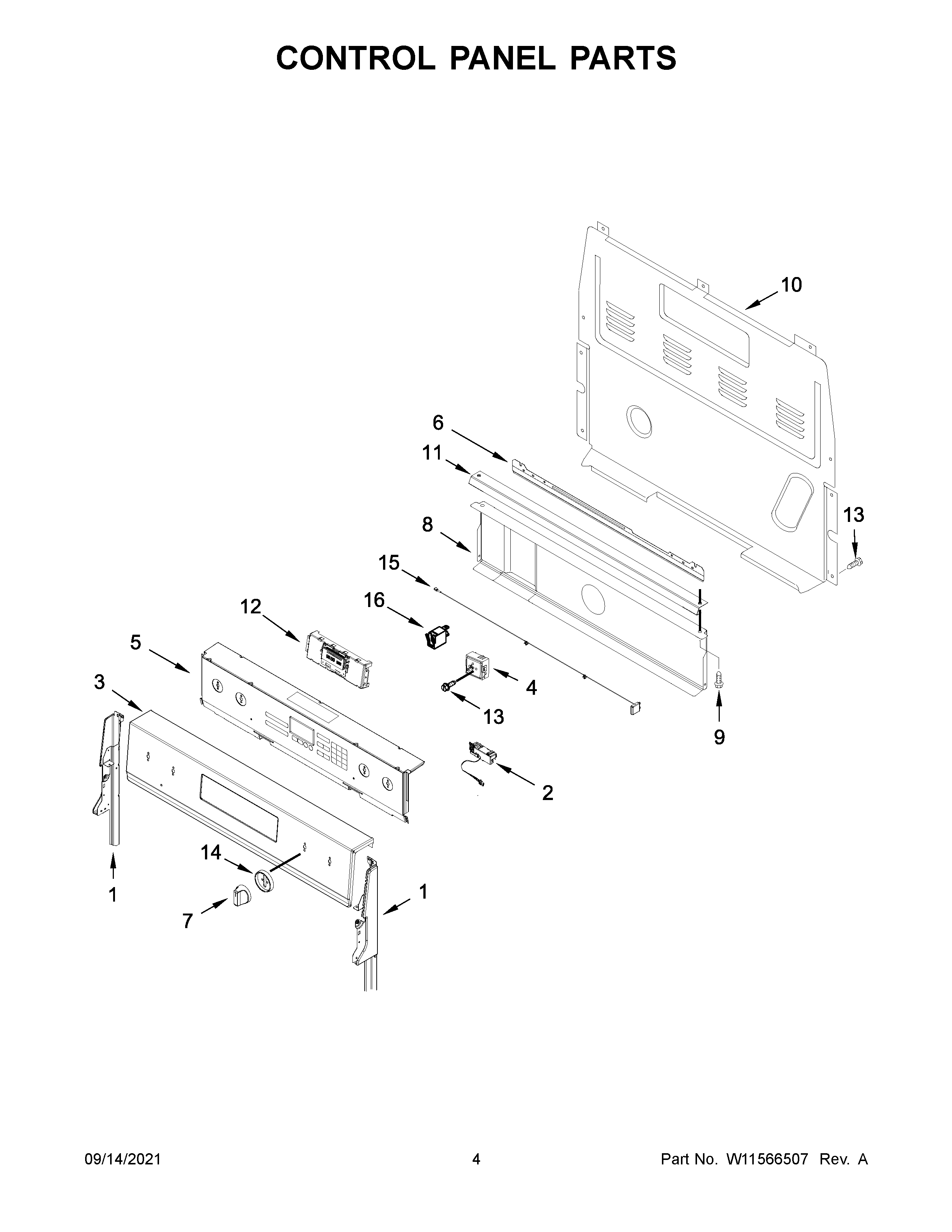 Whirlpool WFE975H0HZ2 control panel parts diagram