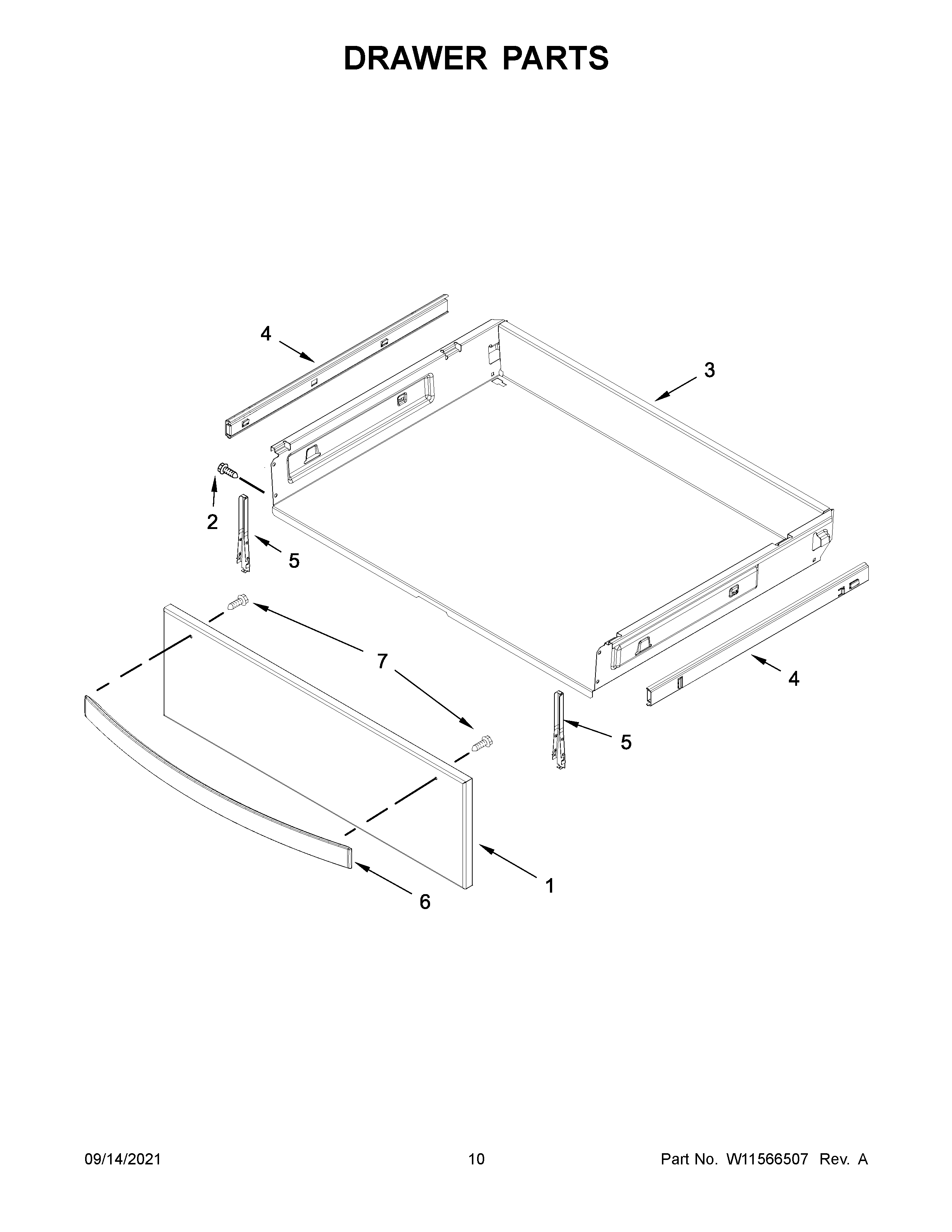 Whirlpool WFE975H0HZ2 drawer parts diagram
