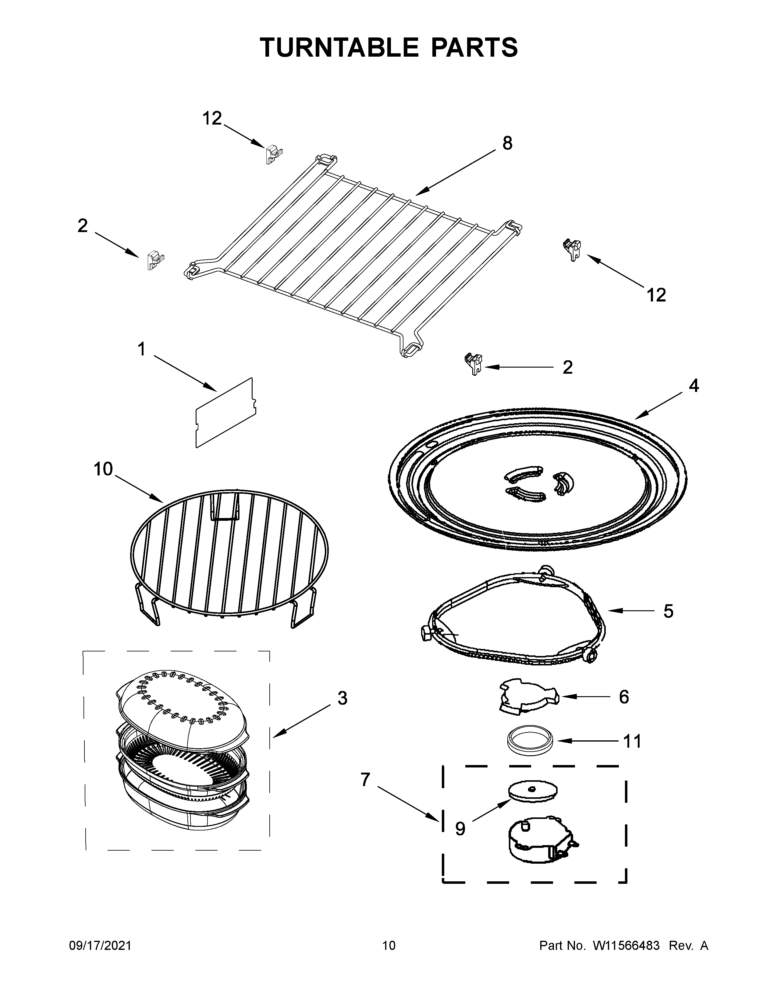 Whirlpool YWMH78019HZ5 turntable parts diagram