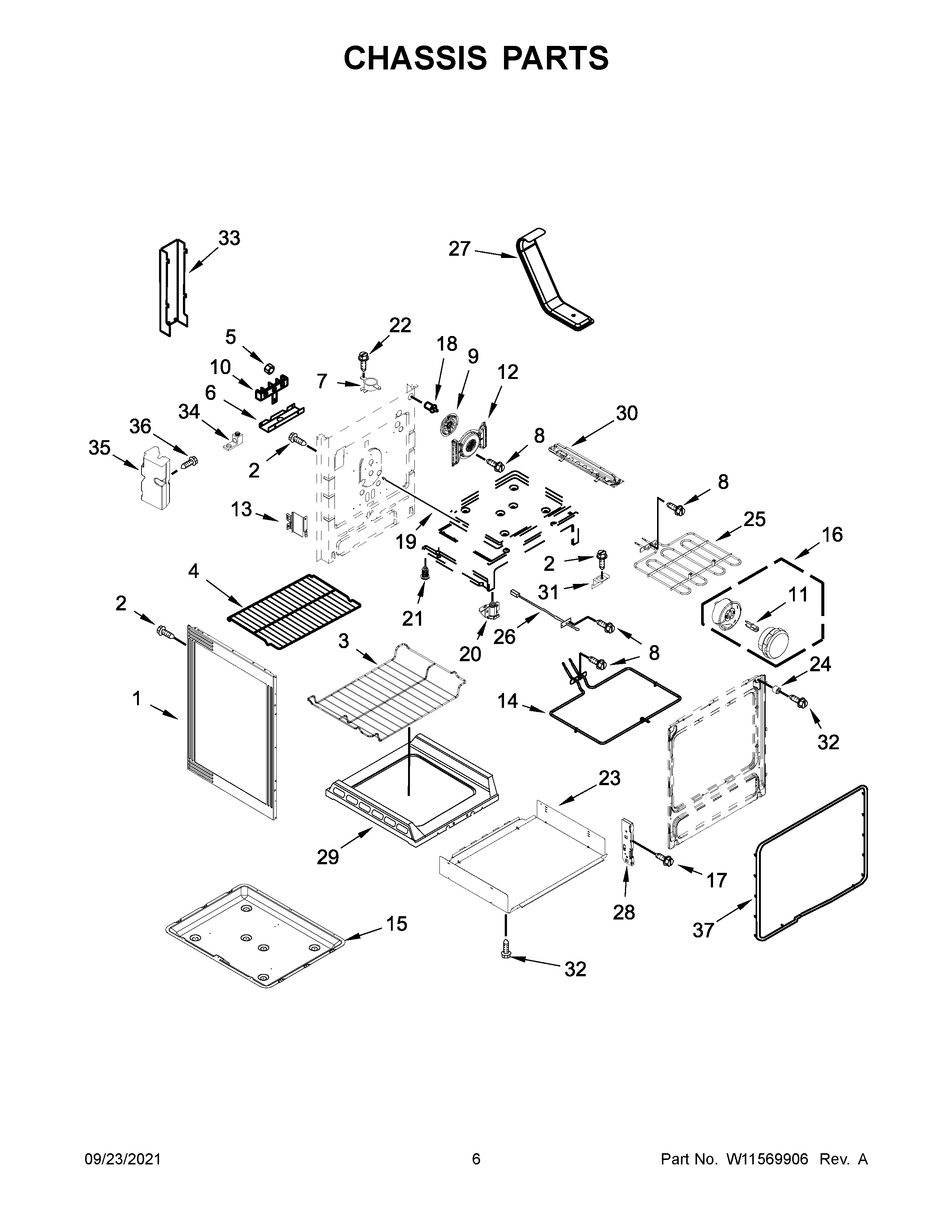 KitchenAid KFEG500EWH4 chassis parts diagram
