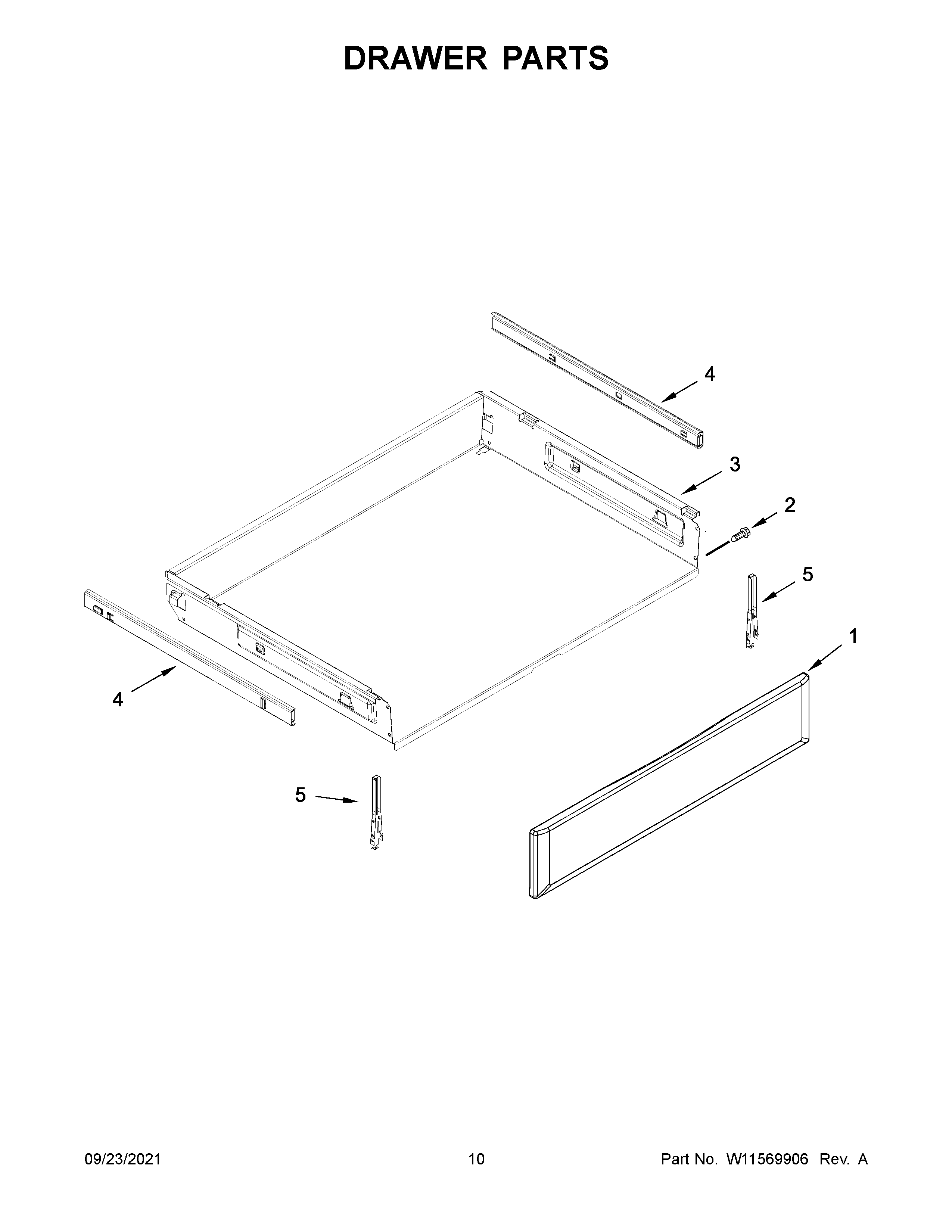 KitchenAid KFEG500EWH4 drawer parts diagram