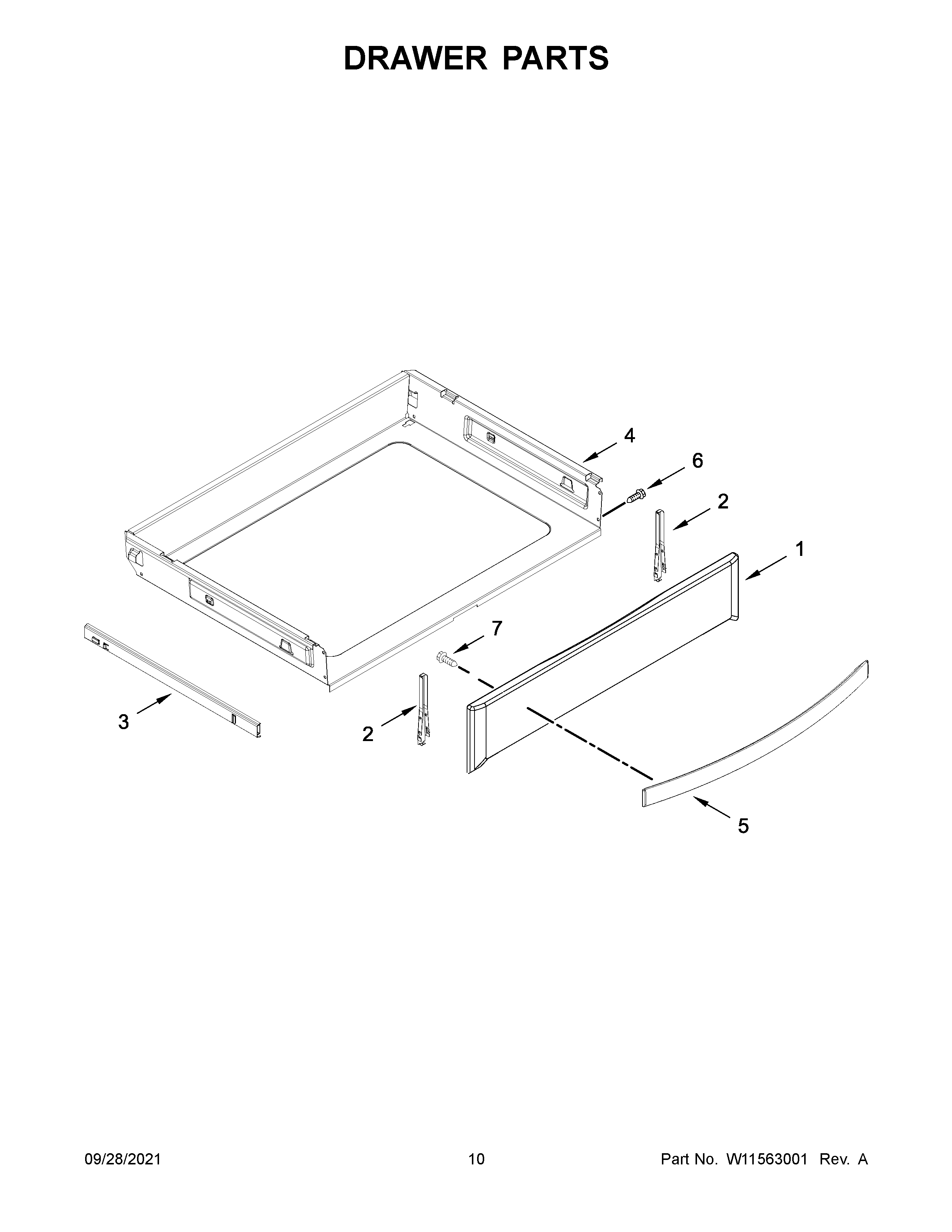 Whirlpool WEG750H0HZ2 drawer parts diagram