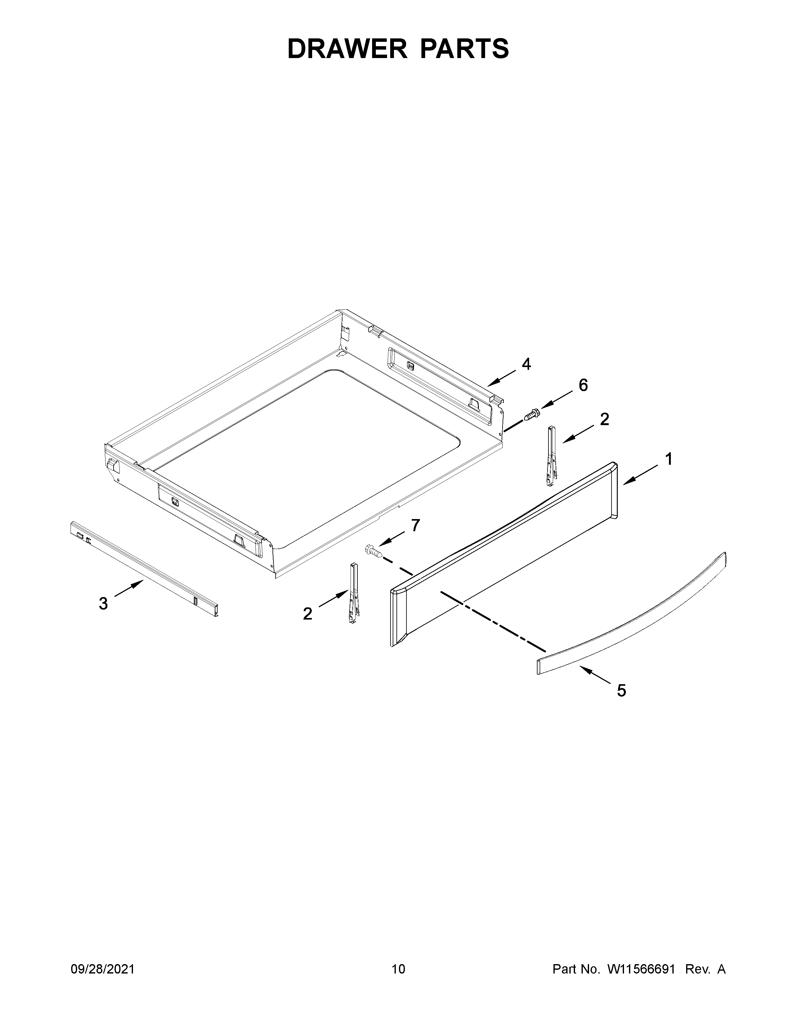 Whirlpool WEG750H0HW1 drawer parts diagram