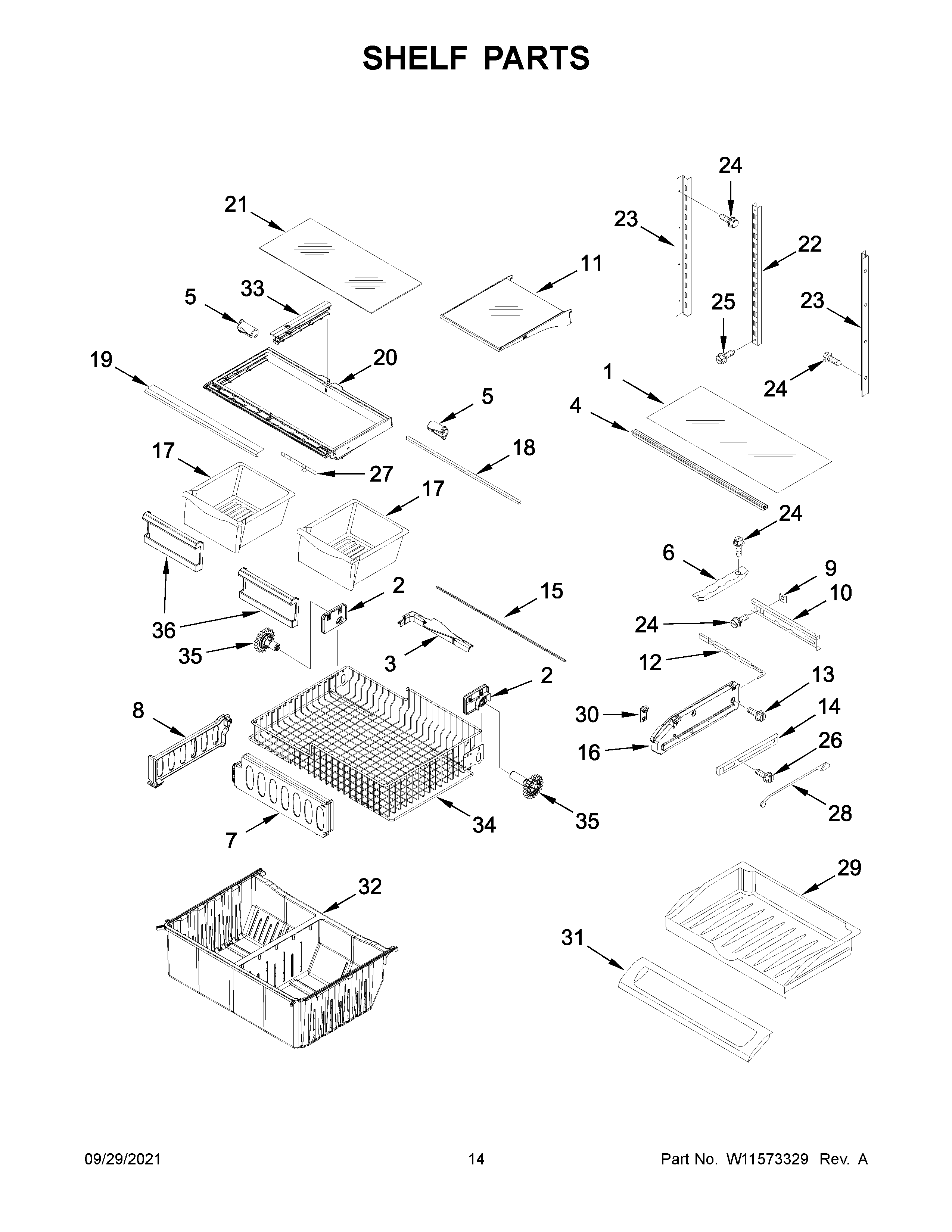 Whirlpool WRF535SMHZ08 shelf parts diagram