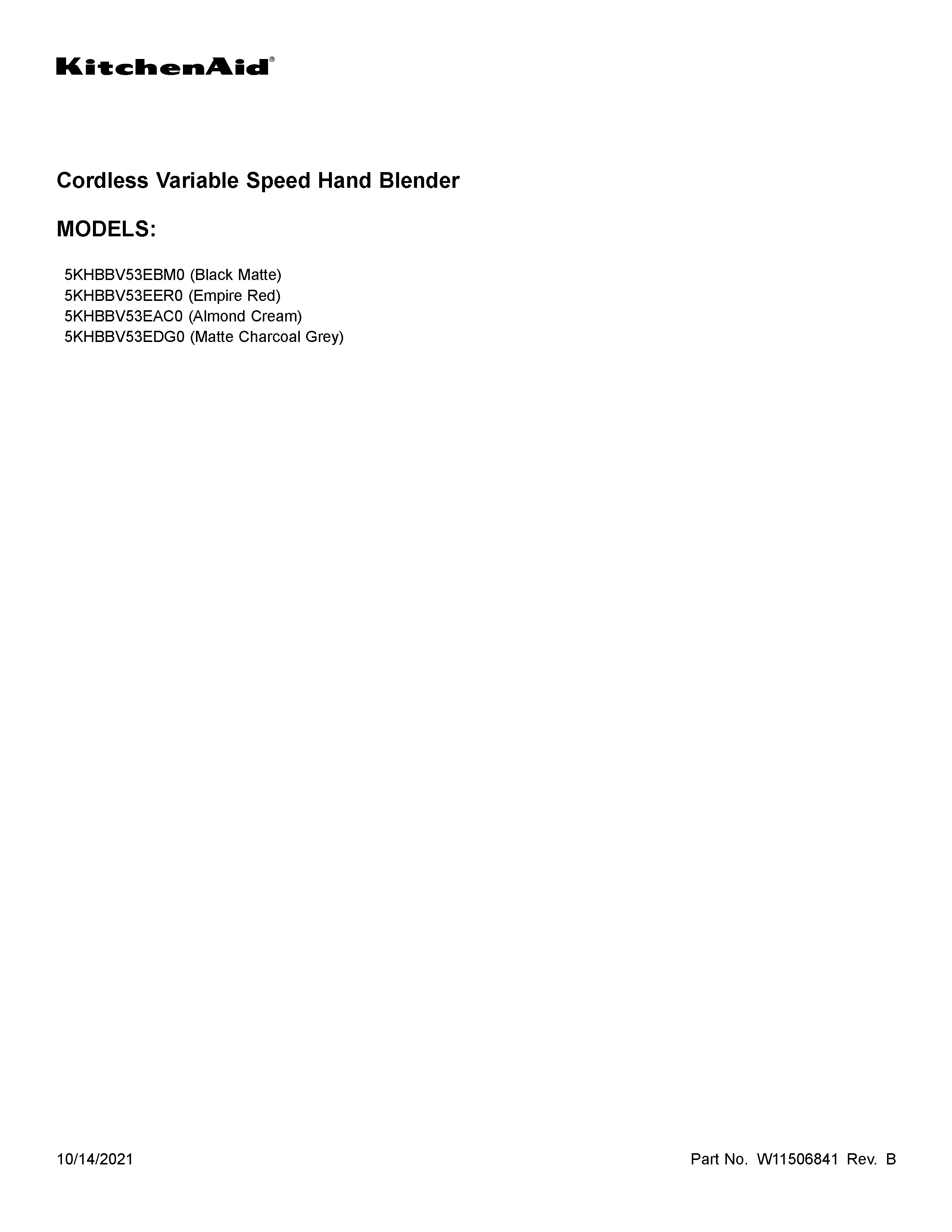 KitchenAid 5KHBBV53EDG0 cover sheet diagram