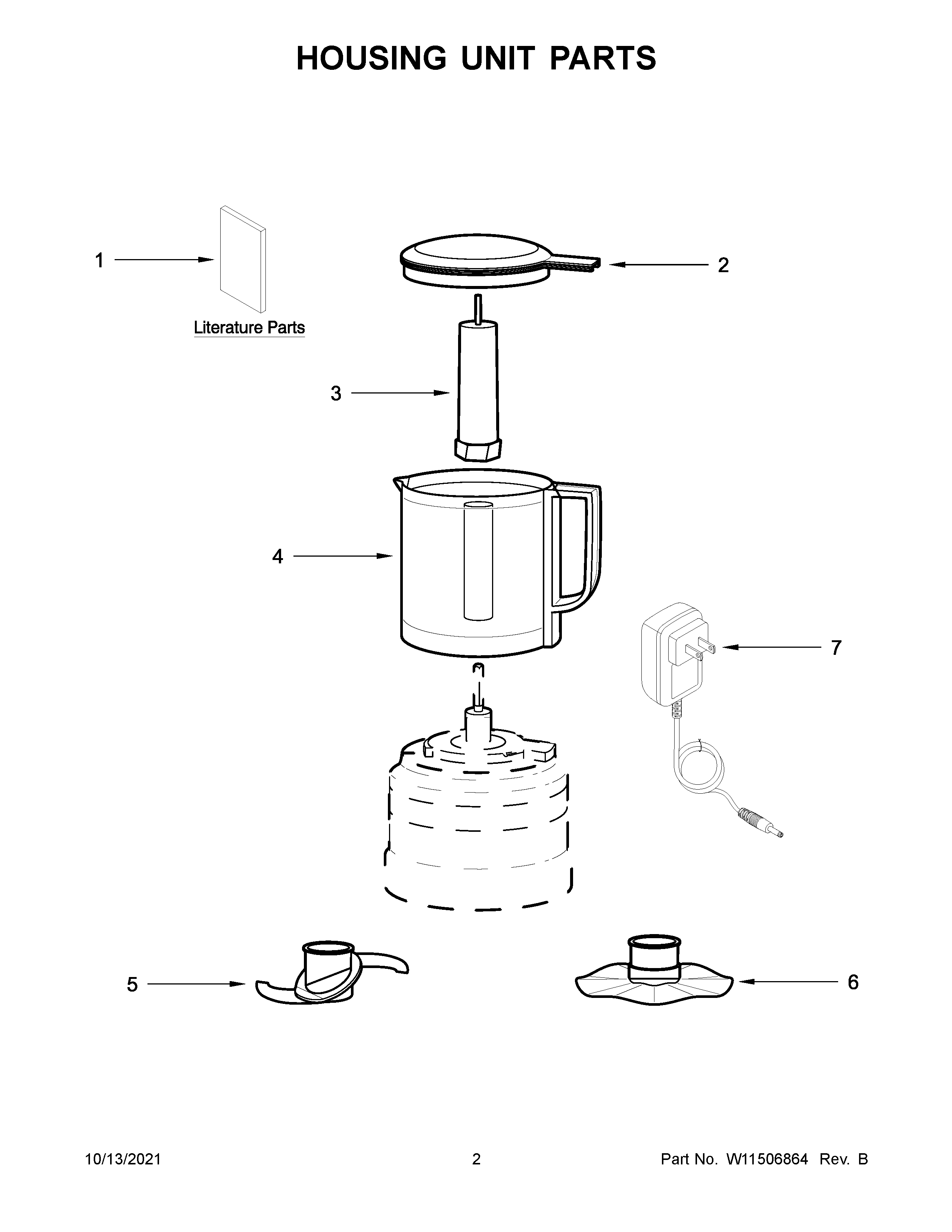KitchenAid 5KFCB519EDG0 housing unit parts diagram