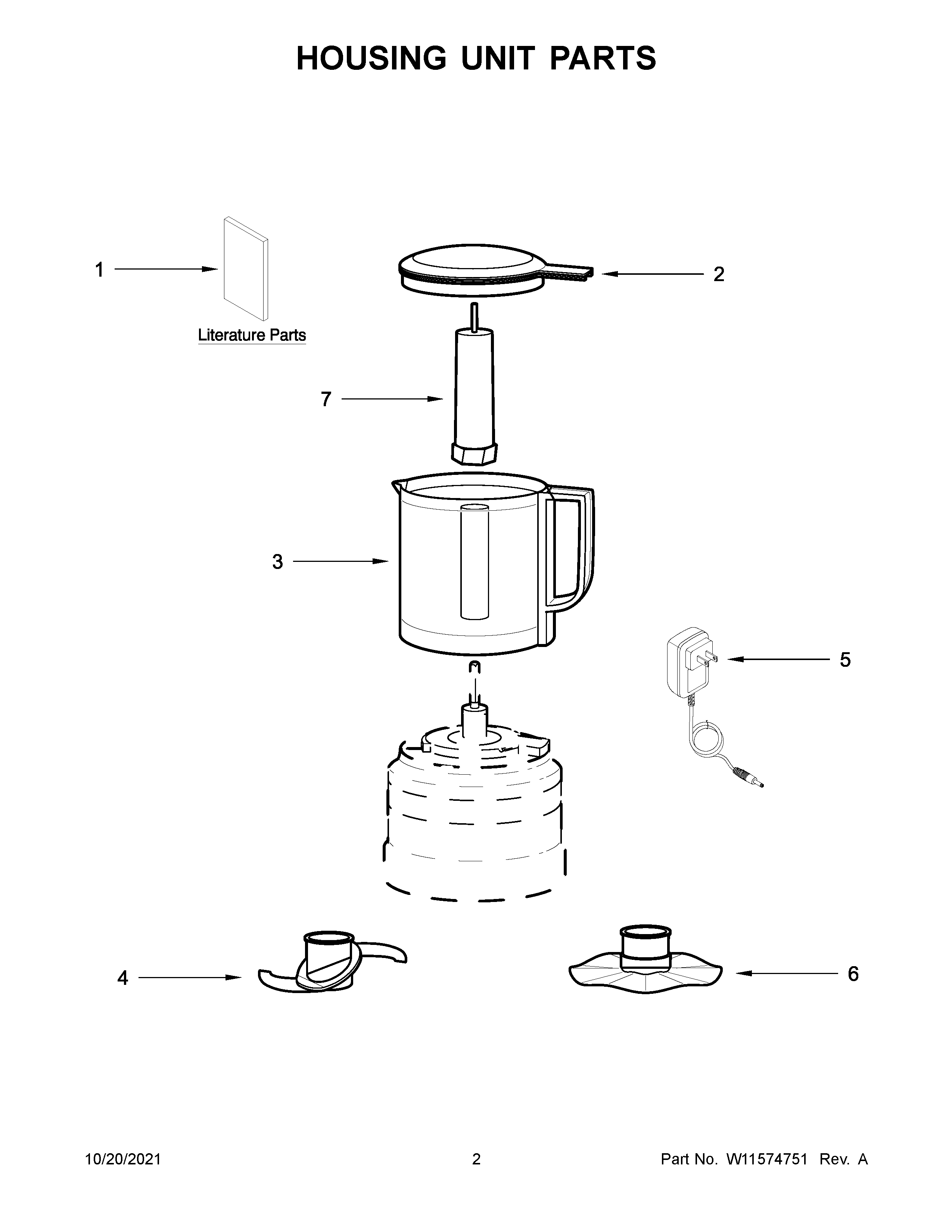 KitchenAid 7KFCB519MPA0 housing unit parts diagram