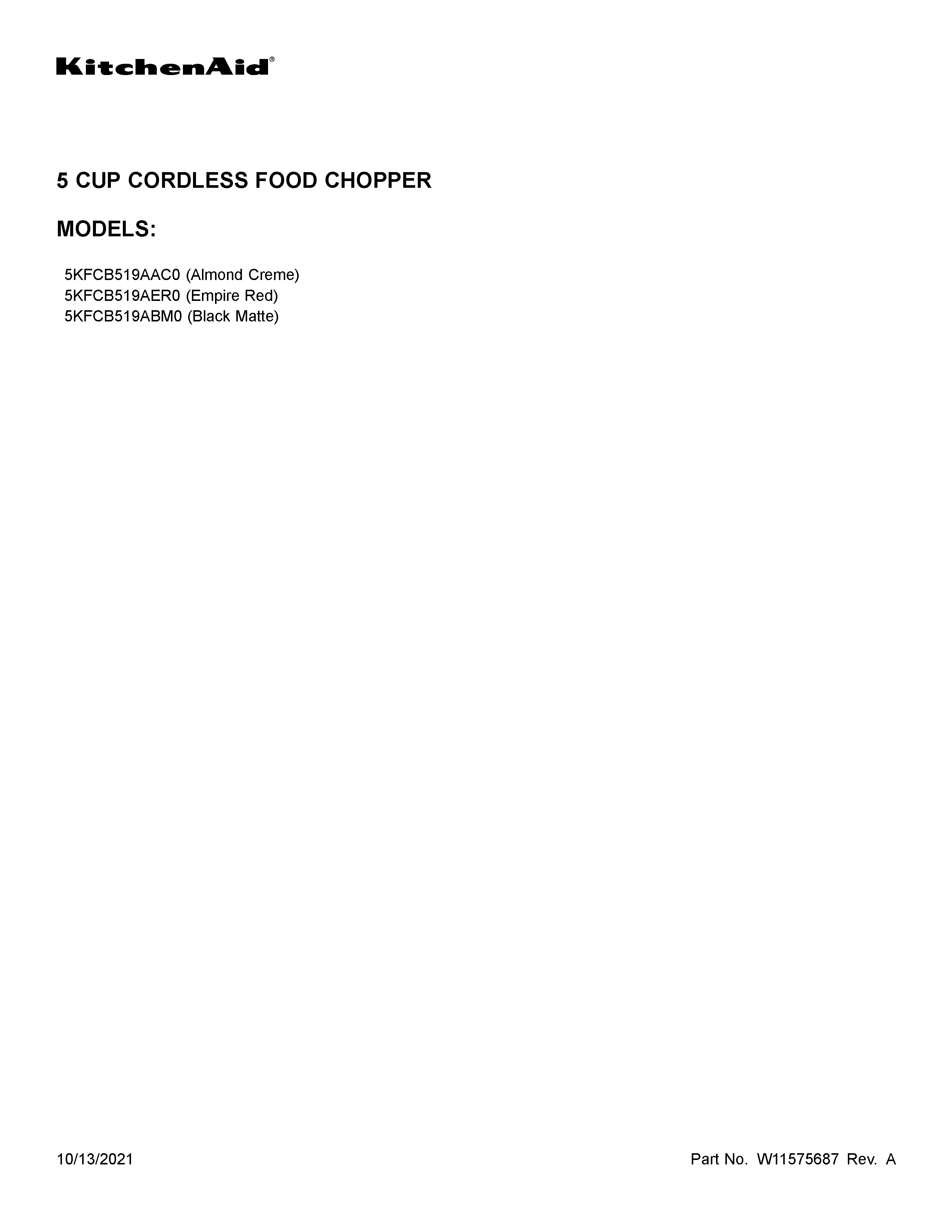 KitchenAid 5KFCB519ABM0 cover sheet diagram