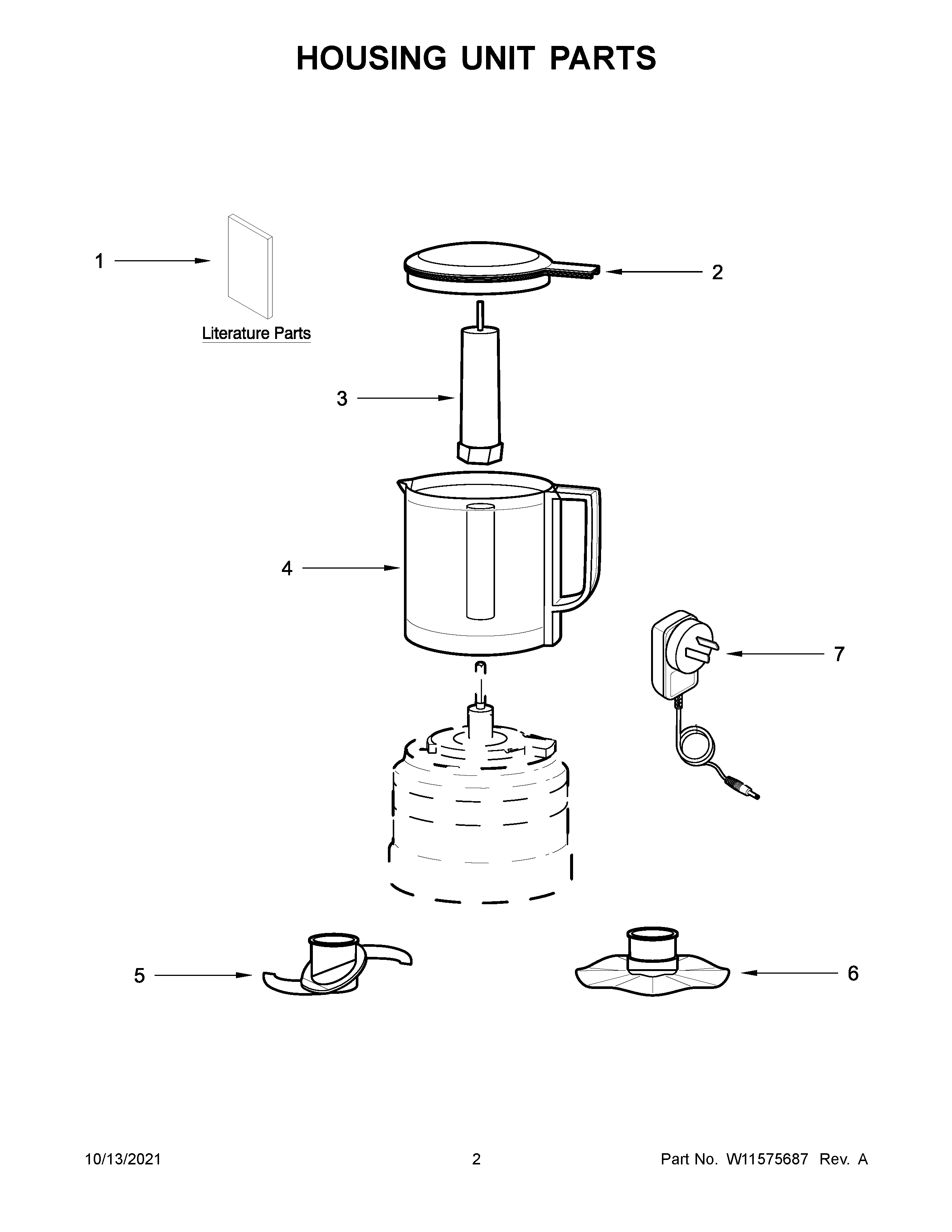 KitchenAid 5KFCB519ABM0 housing unit parts diagram