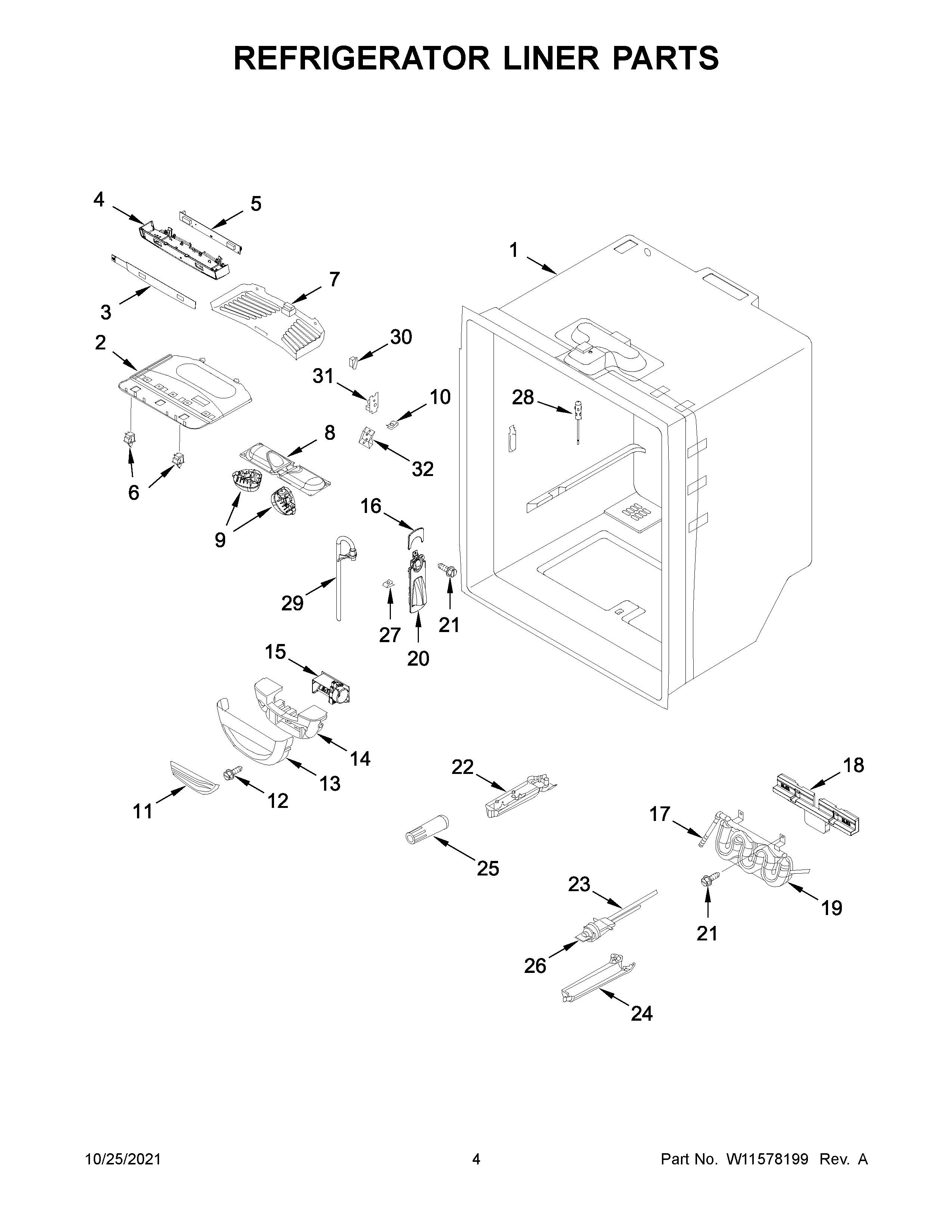 Maytag MFC2062FEZ08 refrigerator liner parts diagram