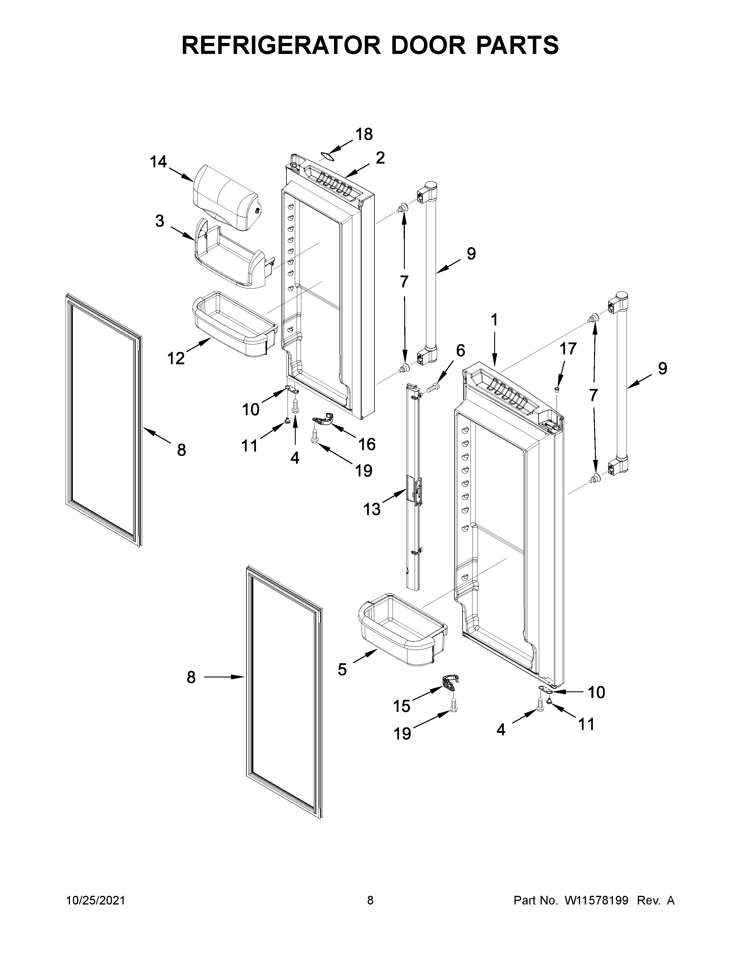 Maytag MFC2062FEZ08 refrigerator door parts diagram