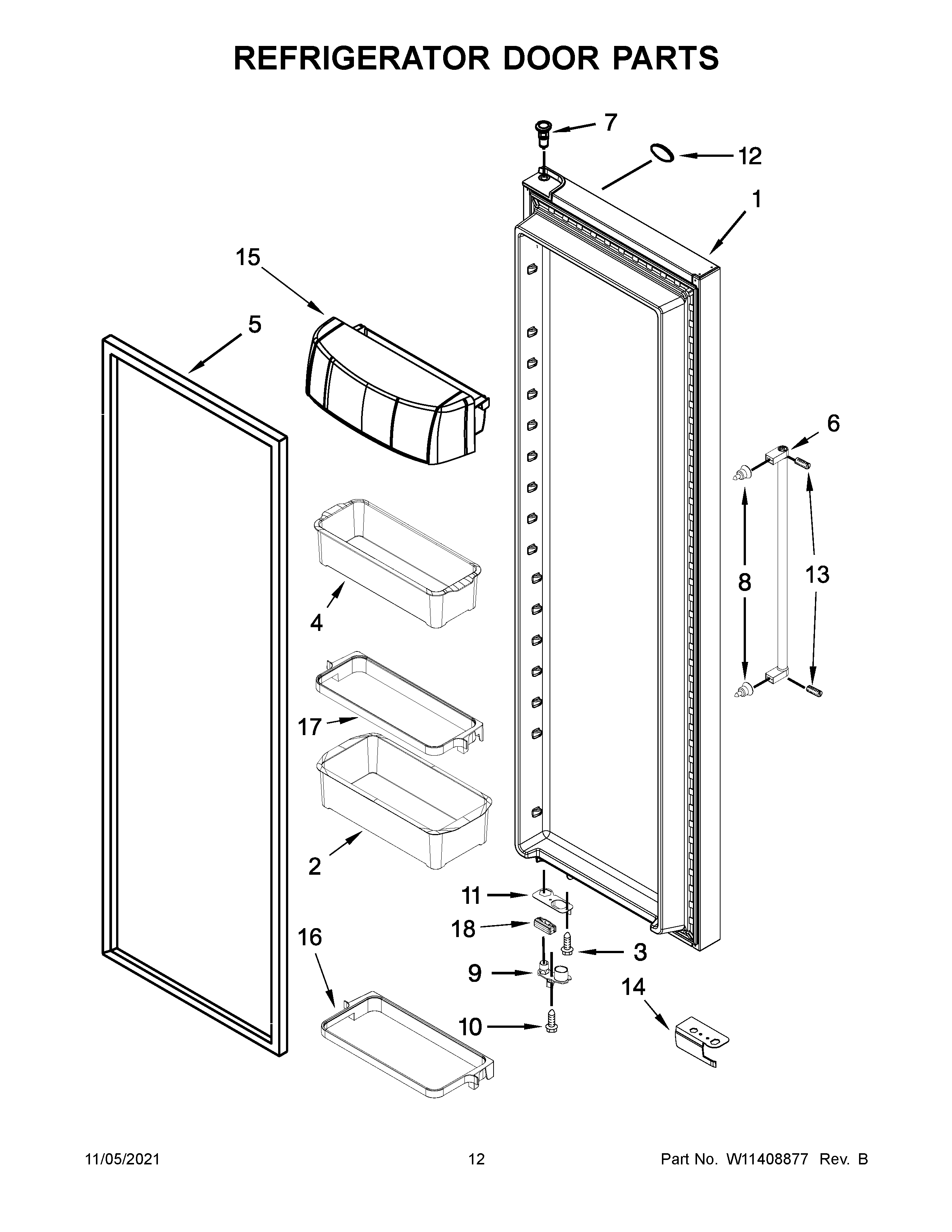 KitchenAid KRSF705HPS00 refrigerator door parts diagram